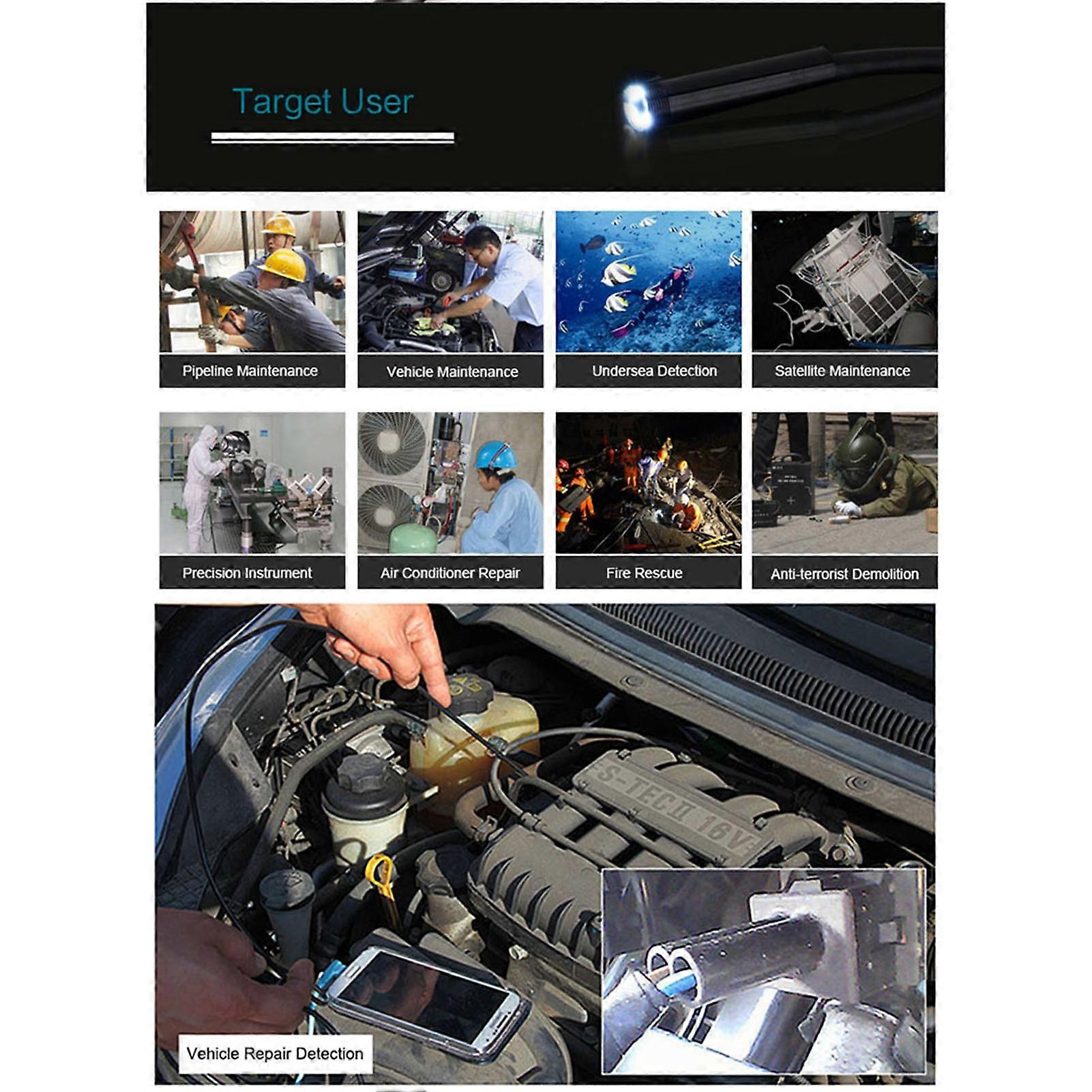 7mm 2M Waterproof USB Endoscope Camera 6 LED Android Mini