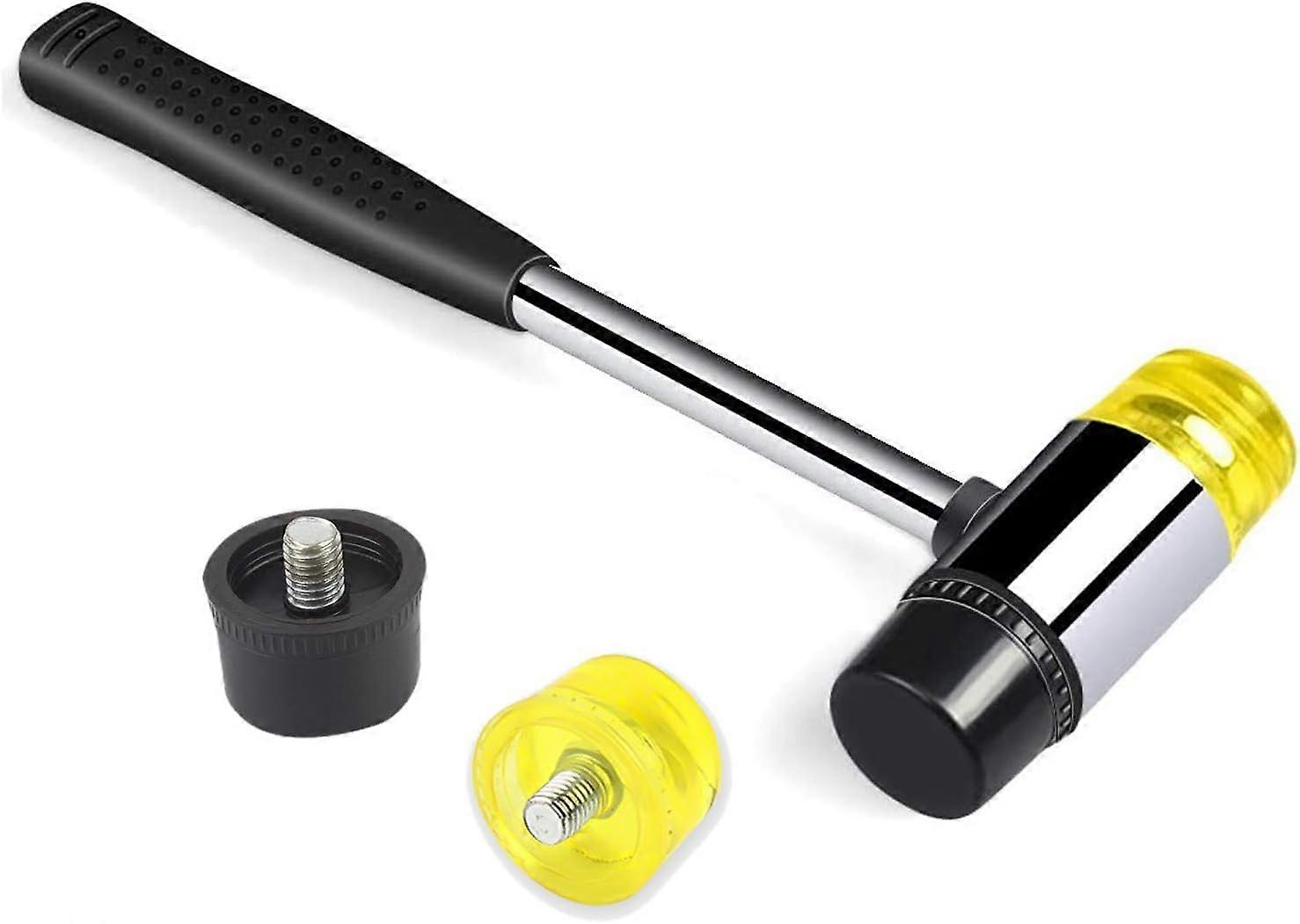 Cettkowns 25mm Double-Sided Rubber Mallet Hammer with Soft/Hard Tips & Non-Slip