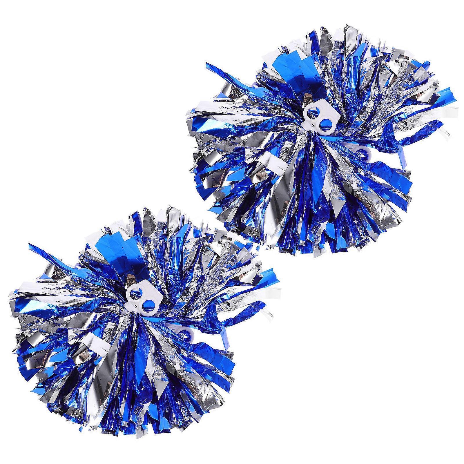 Blue Cheerleading Pom Poms Made of PE Material for Party Decoration and Sports Events 4pcs