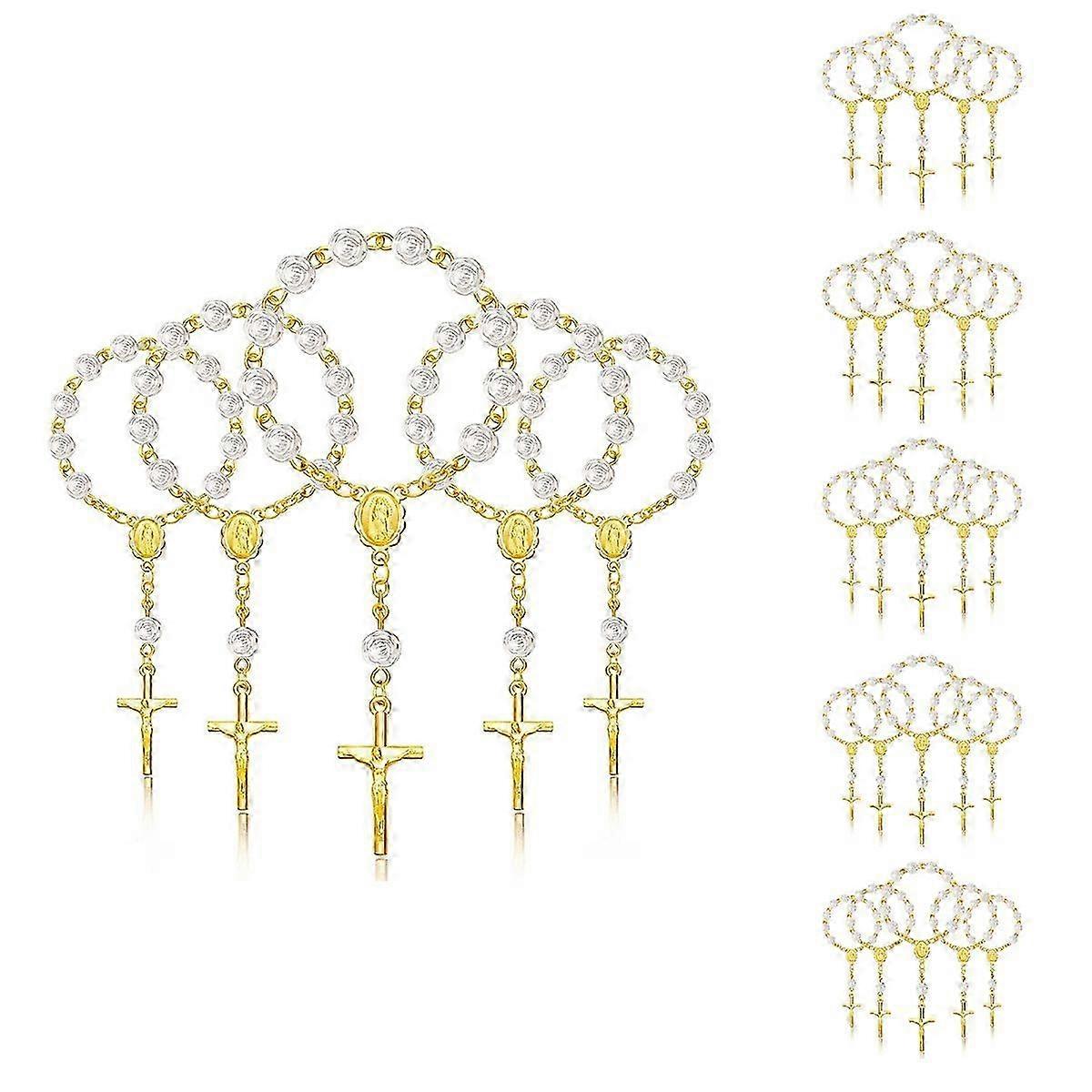 30Pcs Baptism Rosary Acrylic Rosary Beads Mini Rosaries with for the First Communion Baptism Party Favors