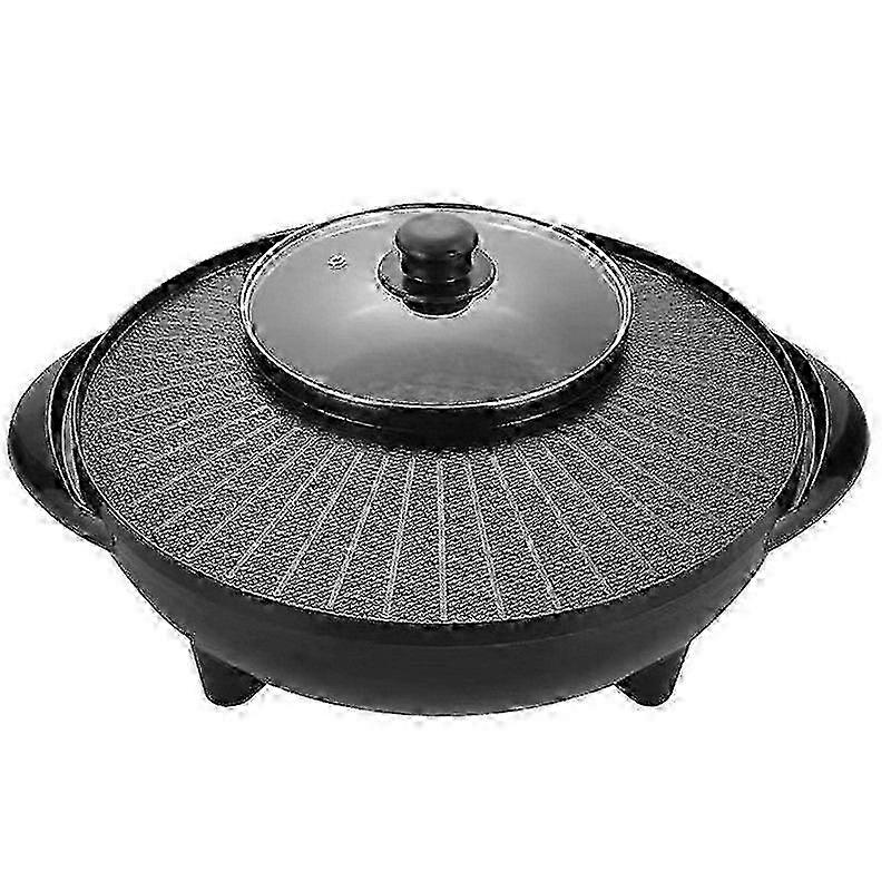 Electric Grill and Hot Pot 2 in 1 Portable Cookware Round Multifunc...