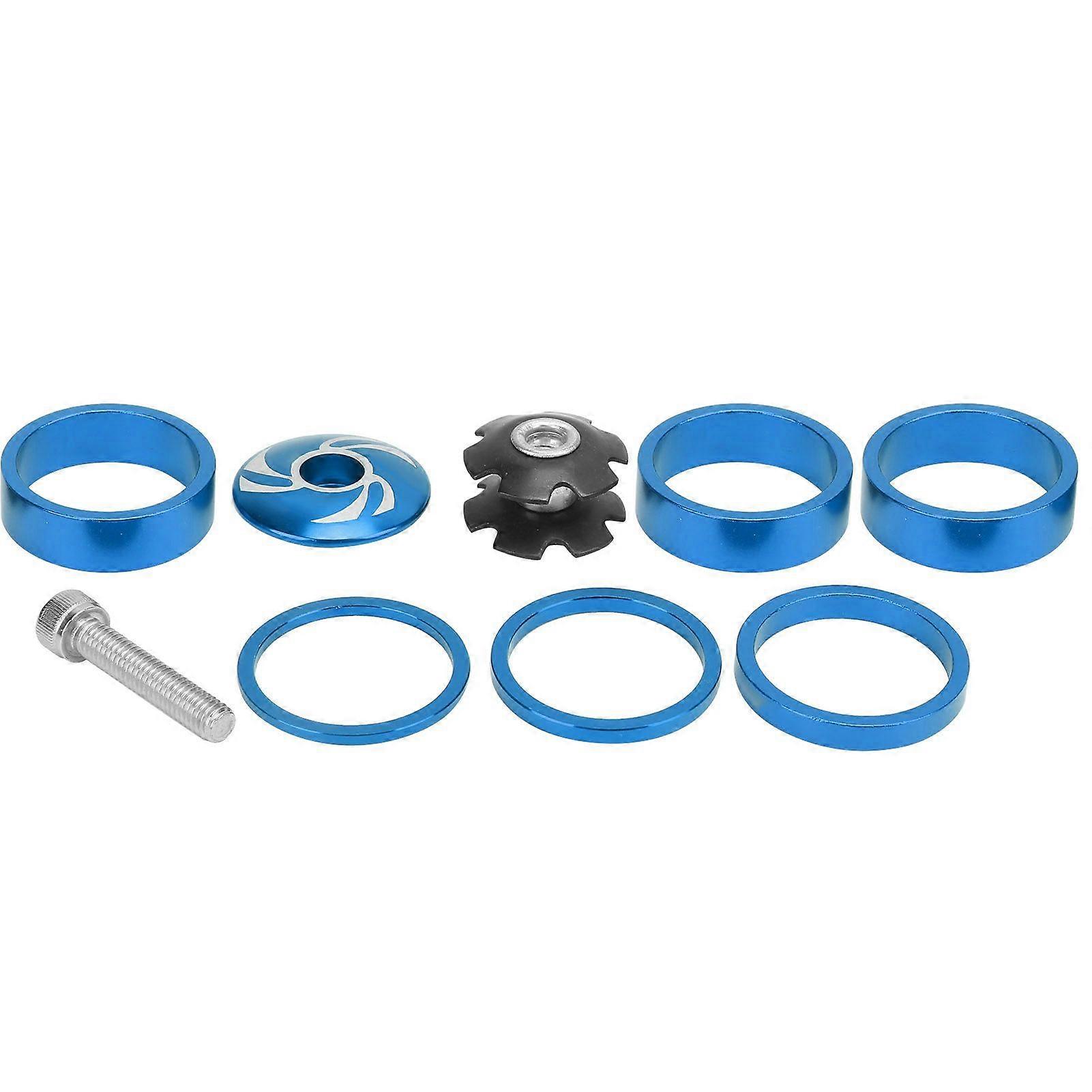 6Pcs Bike Headset Spacer Aluminium Alloy Bicycle Handlebar Stem Spacers for Mountain BikeBlue