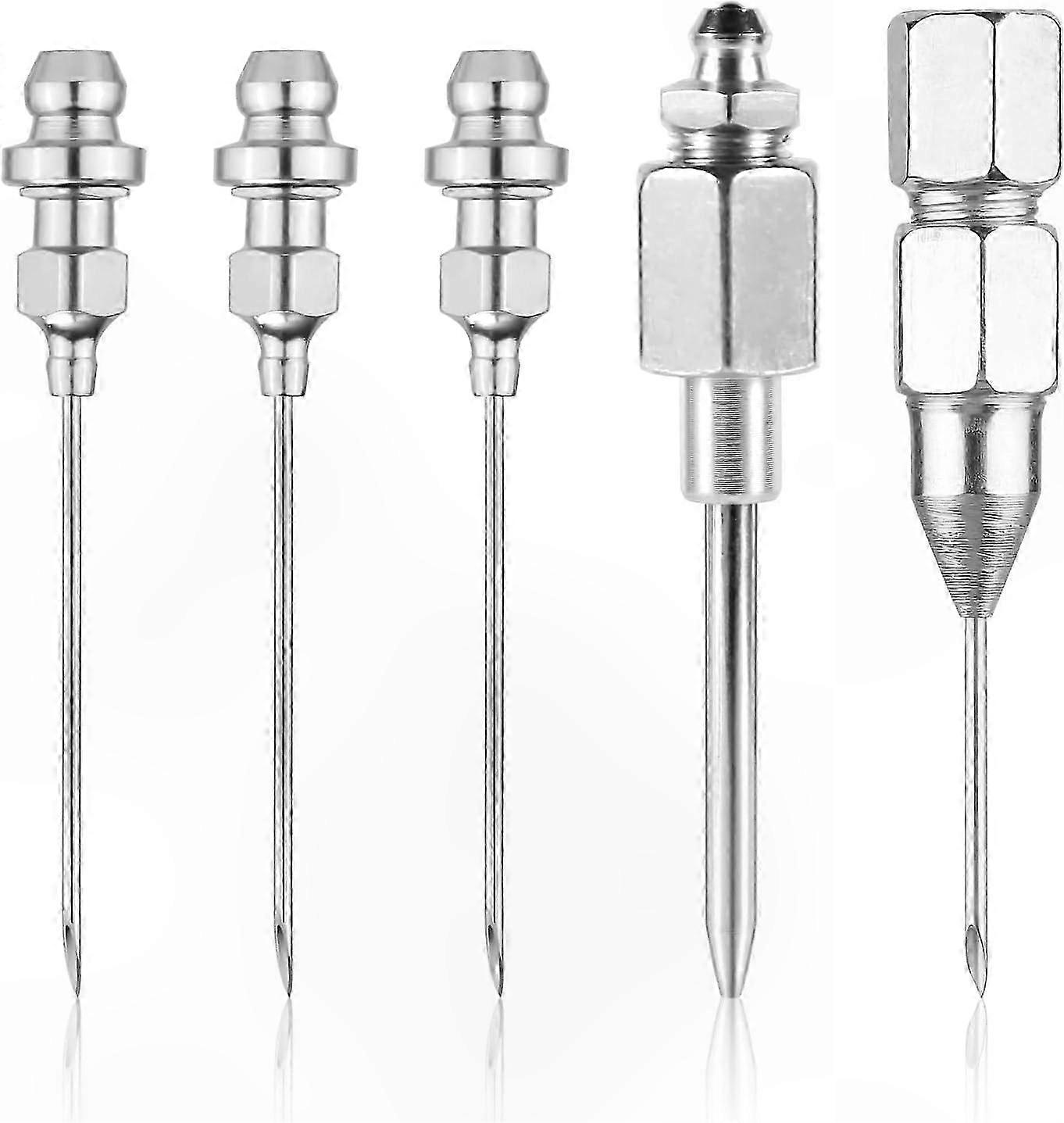 5-Piece Durable Steel Grease Needle Nozzle Set for Injector Tools