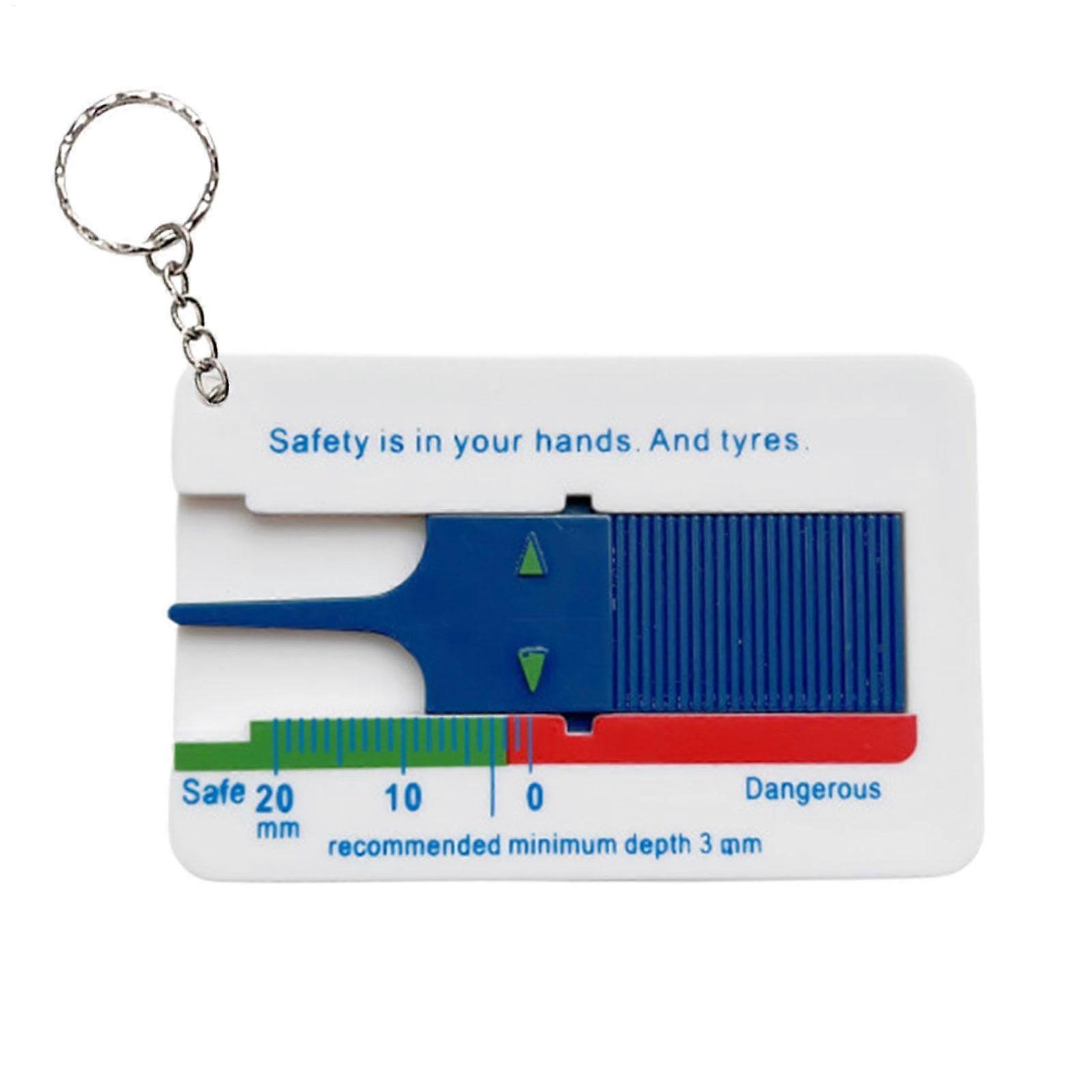 Tread Depth Gauge Car Tire Tread, Tyre Tread Gauge, Keyring Depth Gauge, Car Motorcycle Truck Compatible, Blue