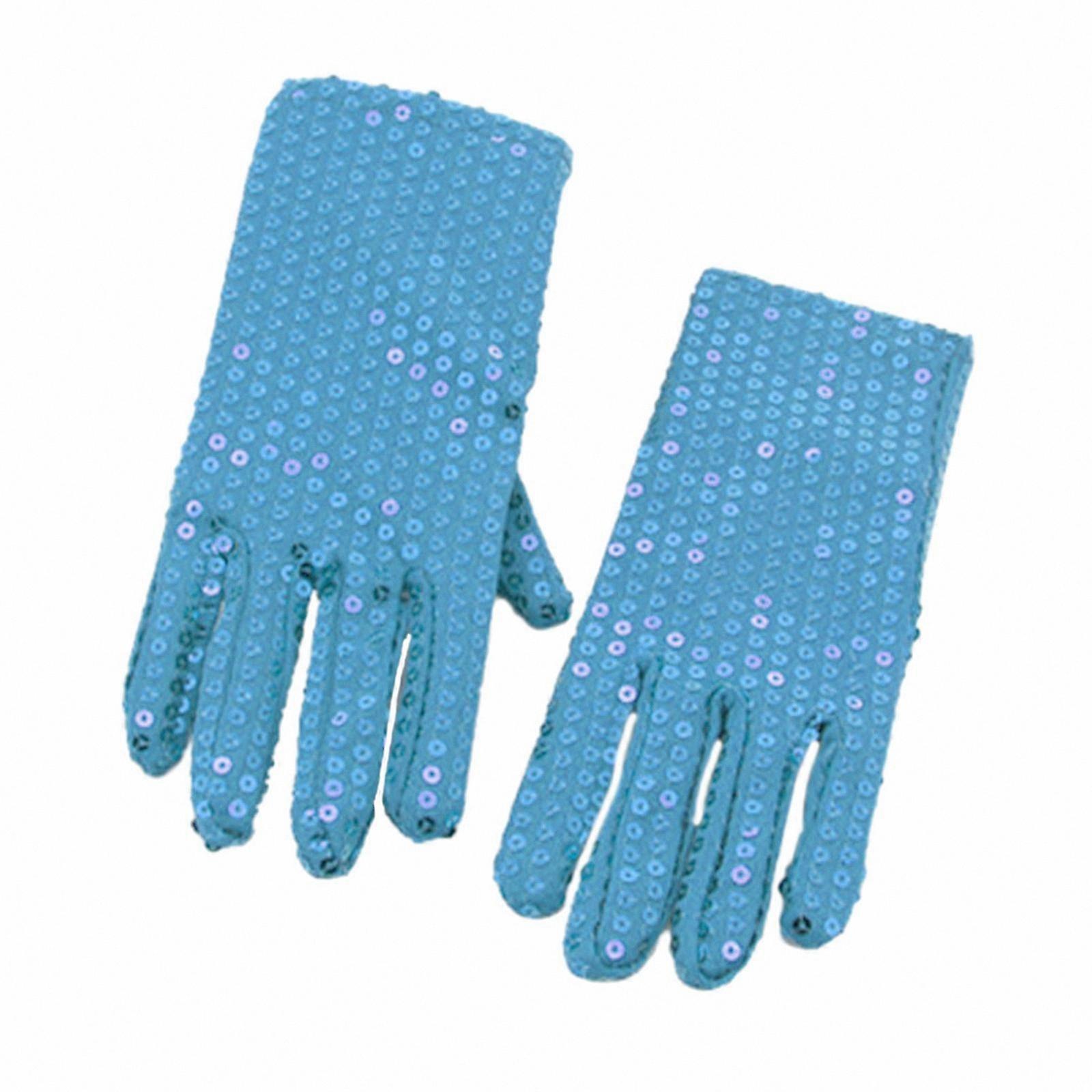 Shiny Sequin Gloves for Kids - Full Finger Elastic Party Accessory for Dancing and Performances