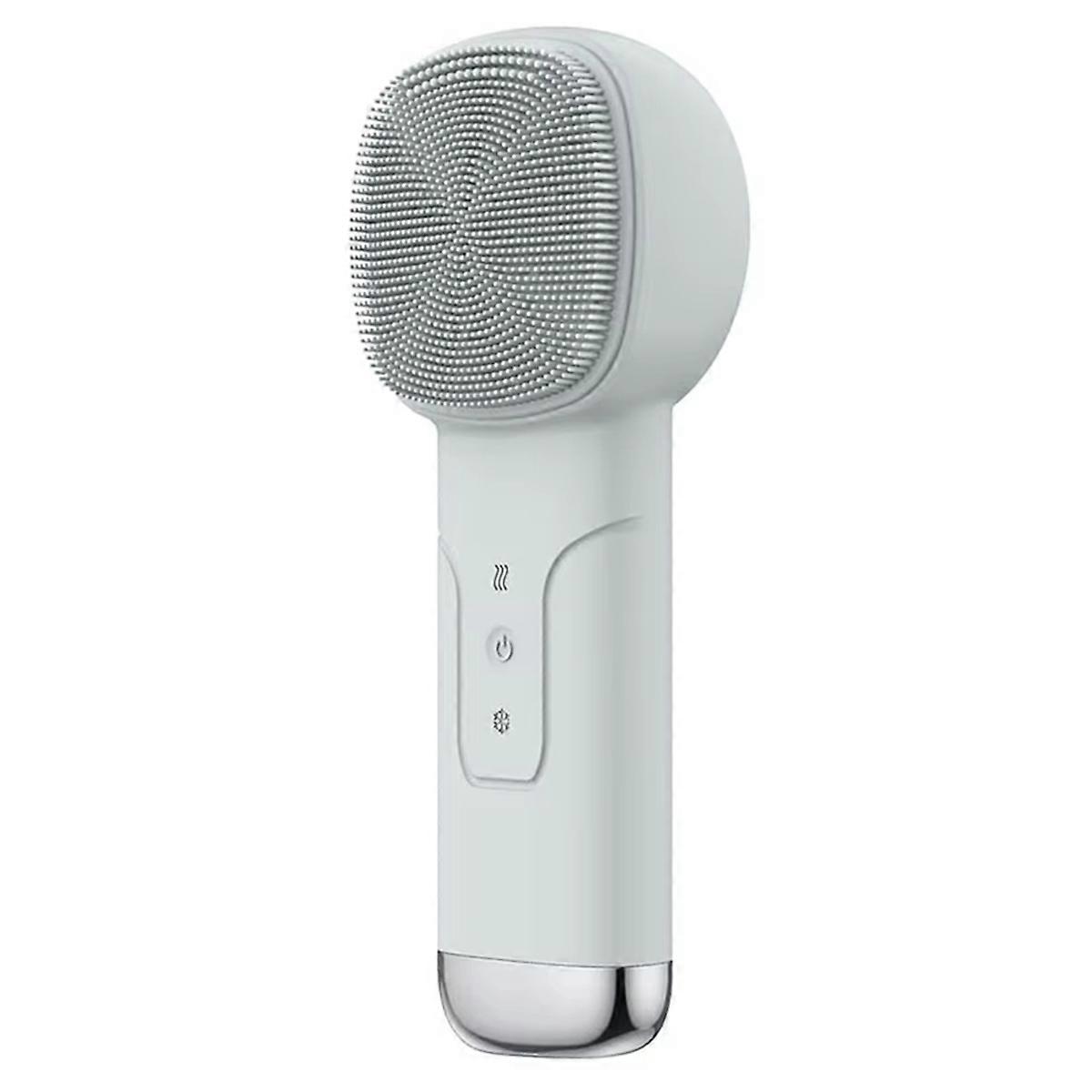 6-in-1 Cleansing Brush with Thermal Function, Skin Cooling Massager, Silicone Cleansing Device Light Grey
