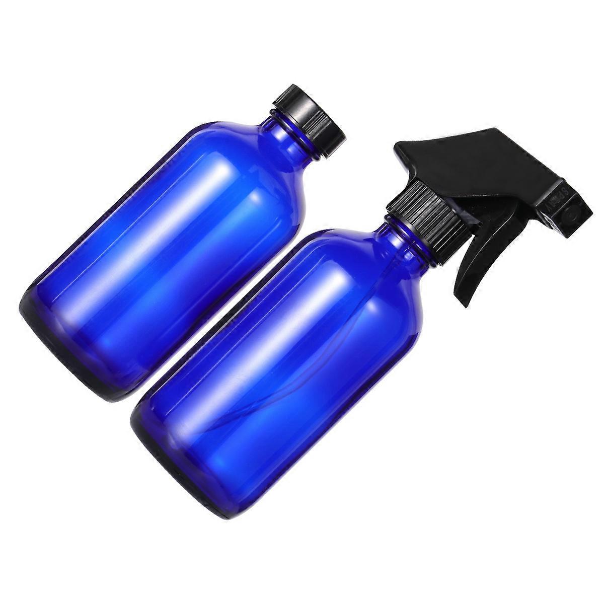 1 Set of Spray Bottles Refillable Bottle Empty Subpackaging Bottle Glass Sprayer Blue (4Pcs 250ml Bottles, 1Pc Nozzle, 4Pcs Caps)