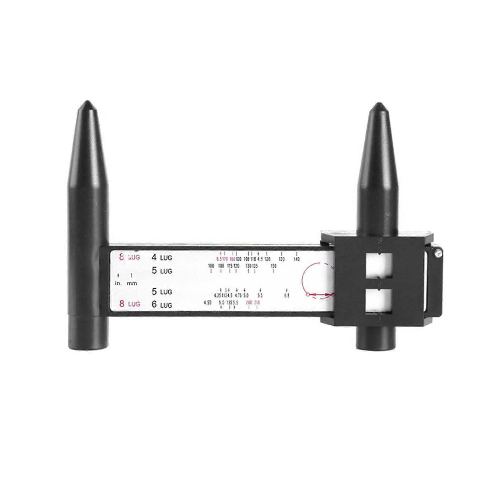 2 Wheel PCDs Gauge 8 Lug Bolt Pattern Wheel Rim Gauge Tool, Sliding Measuring Ruler, Black, 2 Pcs