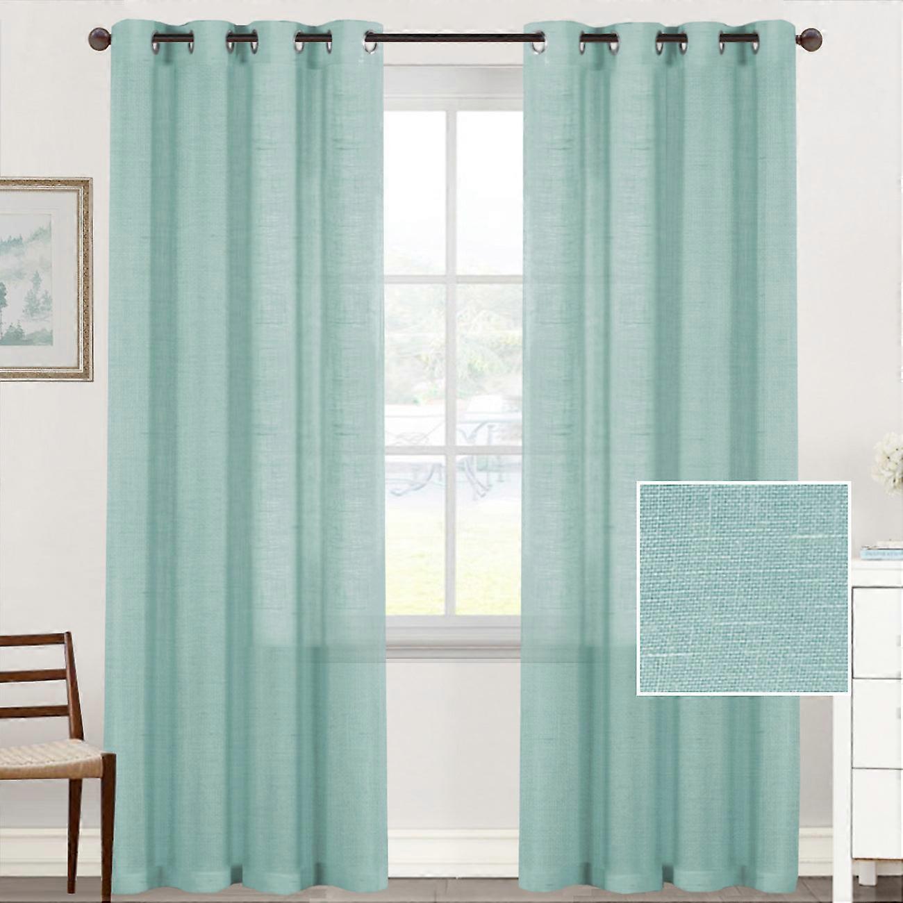 Natural Linen Sheer Curtains 2 Panels, Grommet Semitransparent Semi-sheer Soft Comfort Privacy Drapes,sage