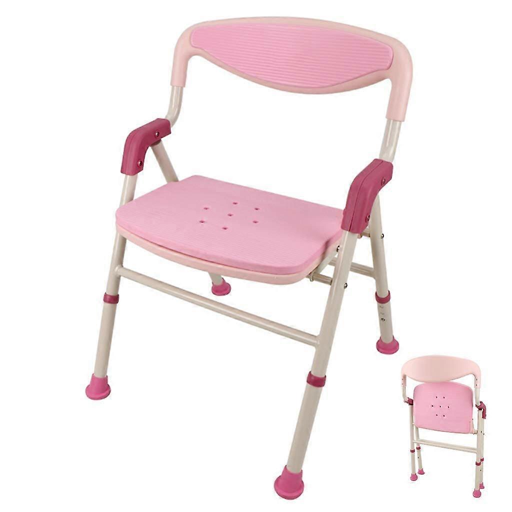 Foldable Bath Chair, Shower Seat, Ergonomic Plastic Stool With Safety Handle And Backrest, For Bathtub