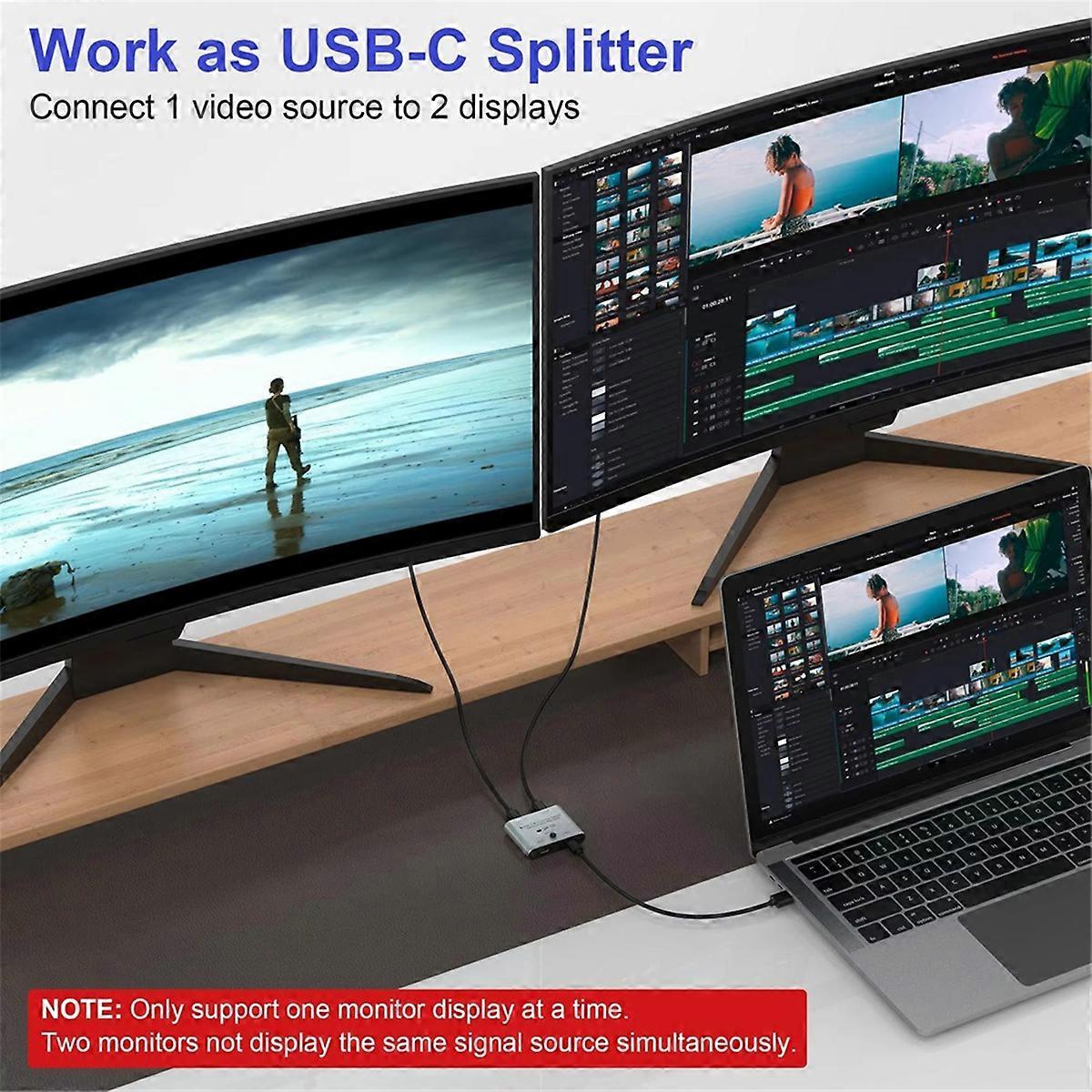 Bi Directional USB C KVM Switch Splitter for 8K@60Hz/4K@144Hz Video fer+100W Charging+10Gbps Da