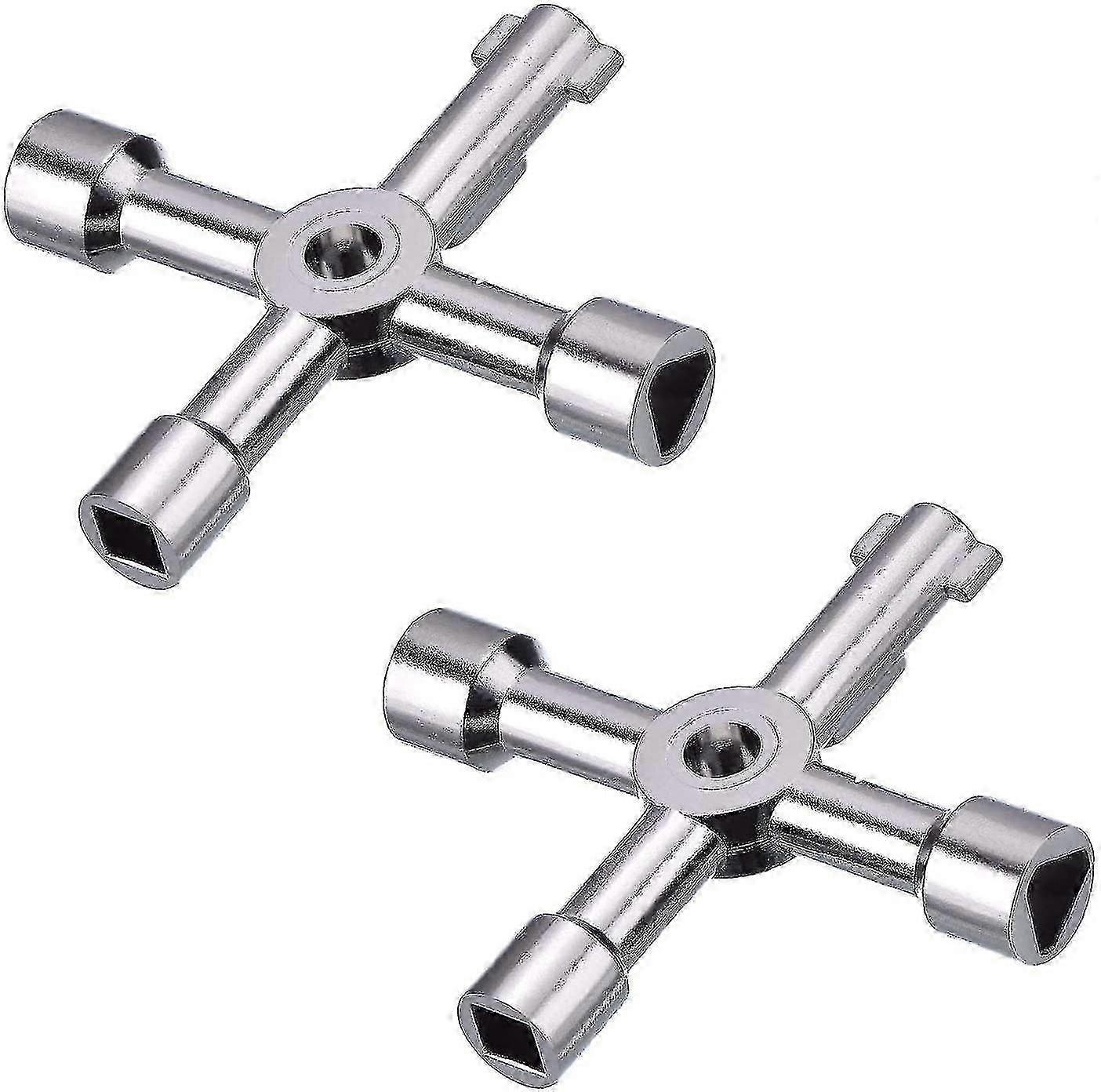 2 Pack Electric Cabinet Keys Gas Meter Keys Utility 4-way Keys For Multi-application (silver) (shikai)-YUHAO