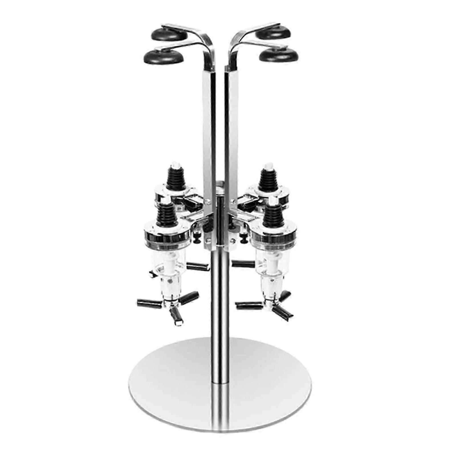 4 Bottle Rotating Dispenser Bar Rack Rotatable Beverage Dispenser Cocktail Shaker