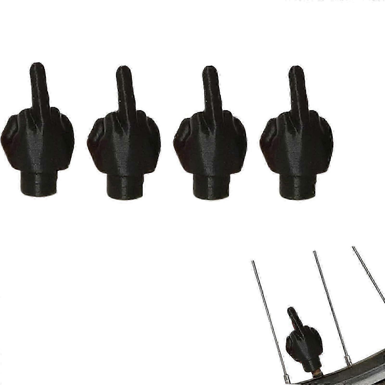 4 Pack of comical Middle Finger Valve Stem Caps for Vehicle and Bicycle Tire Pranks
