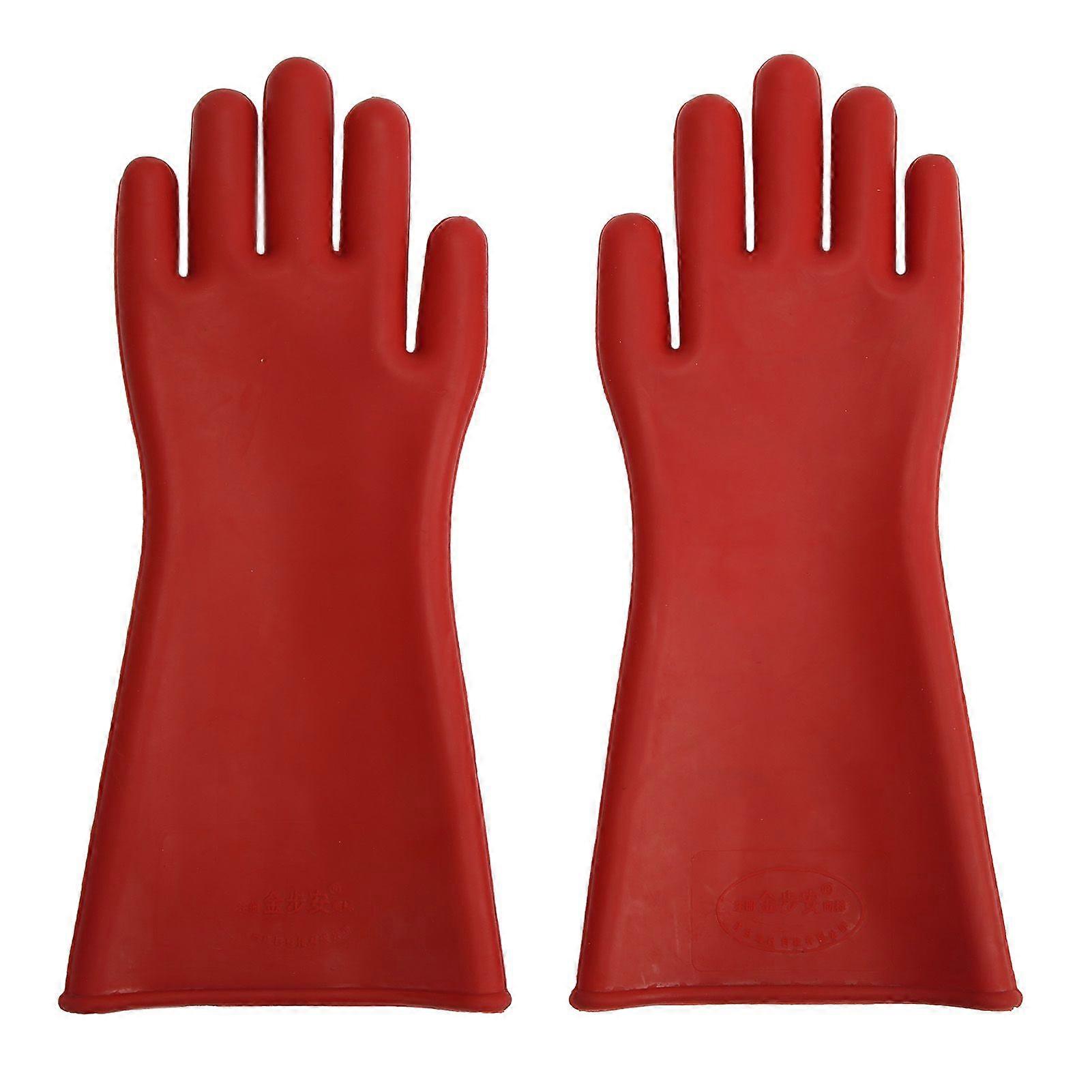 Pair of Electrical Insulated Gloves Natural Rubber Anti Electricity 10000V High Voltage Insulating for Electrician