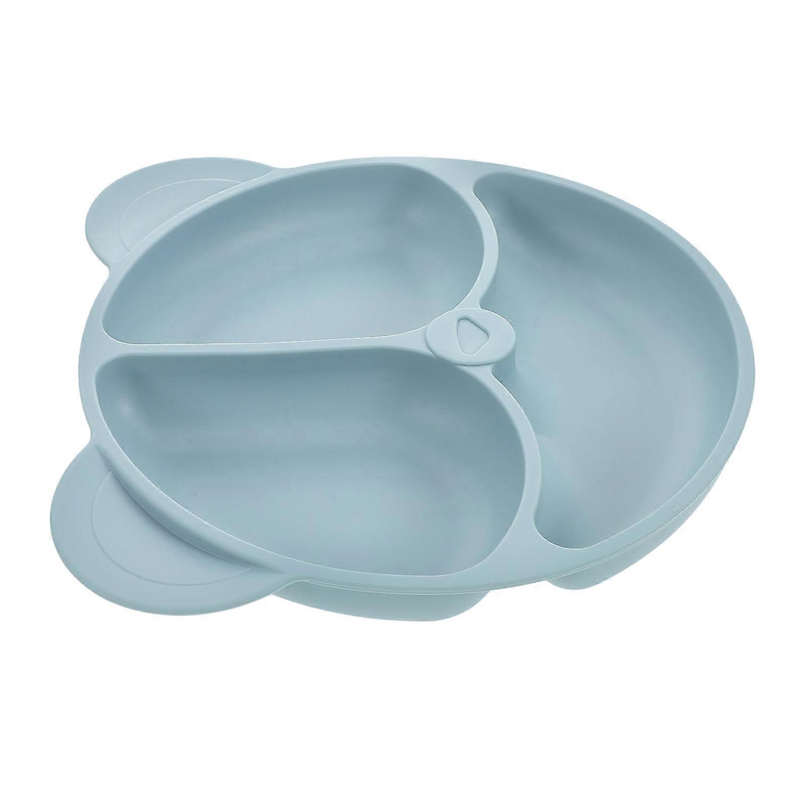 Divided Silicone Baby Plate with Suction Cup for Toddler Dining Blue