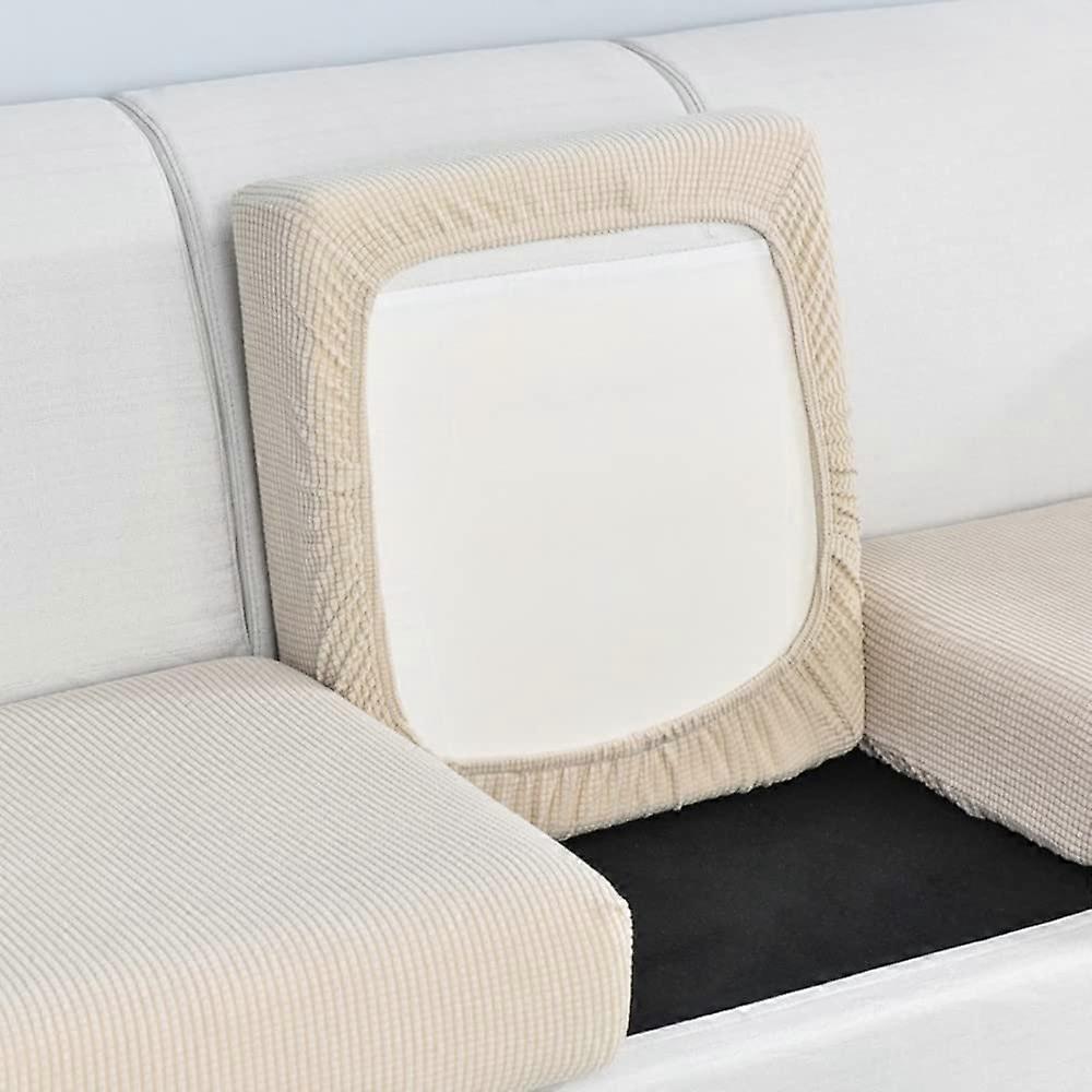 Sofa Seat Cushion Cover 5063cm 1 Seater Beige, NonSlip Soft Cushion with Elastic Bottom for Living Room