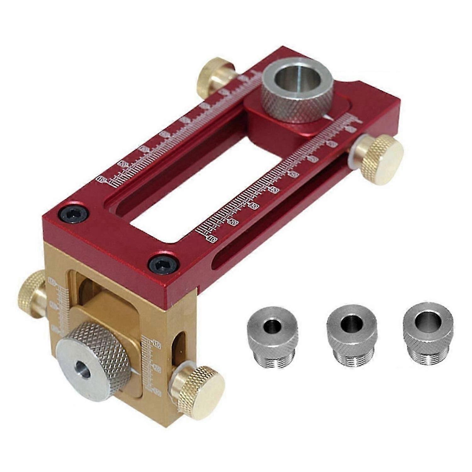 2 in 1 Drill Guide Doweling Jig Bed Cabinet Screw Punch Locator Woodworking Hole Drill Bit Set 5-Hol