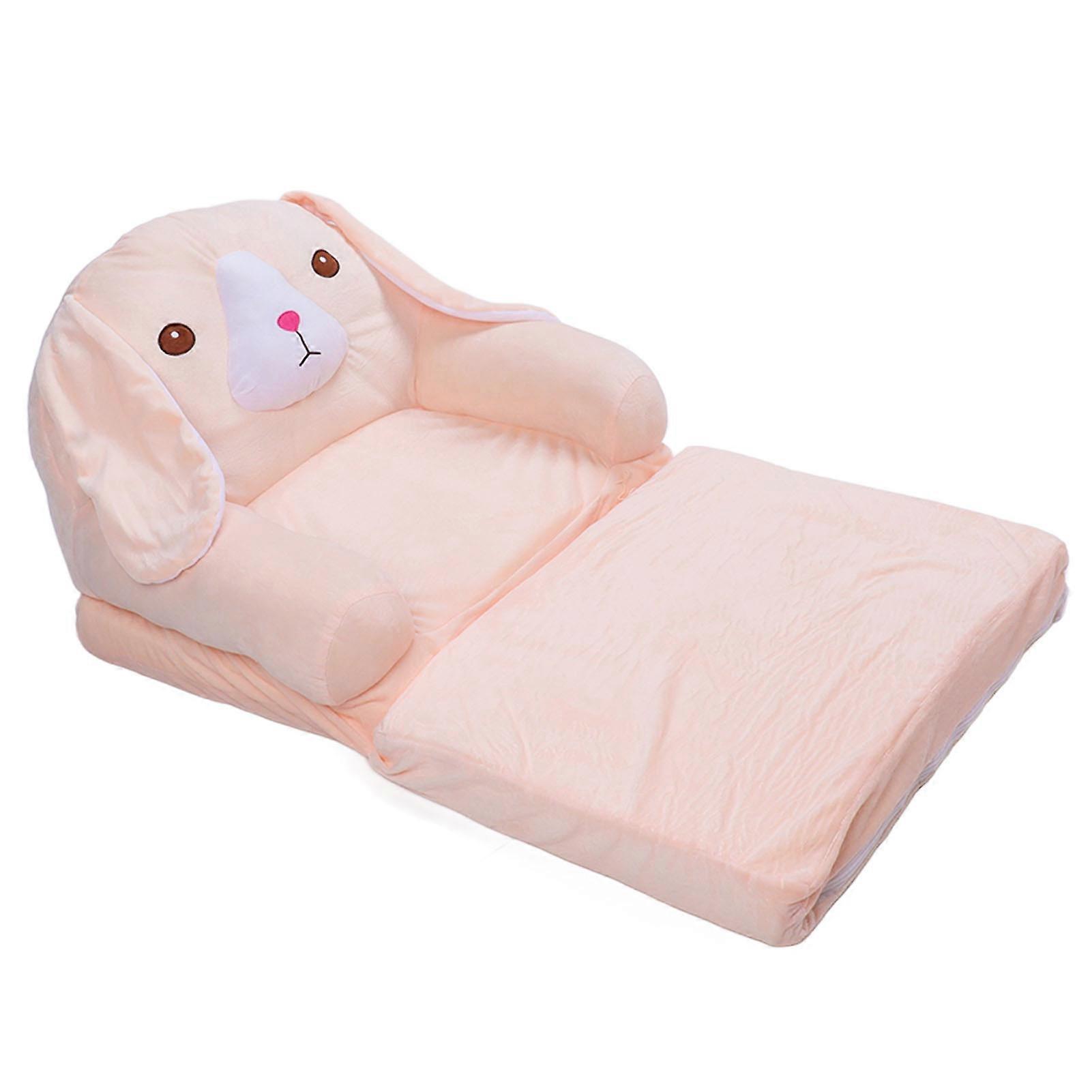 Foldable Pink Dog Kids Sofa Bed 2-Layer Sponge Pull Out Couch