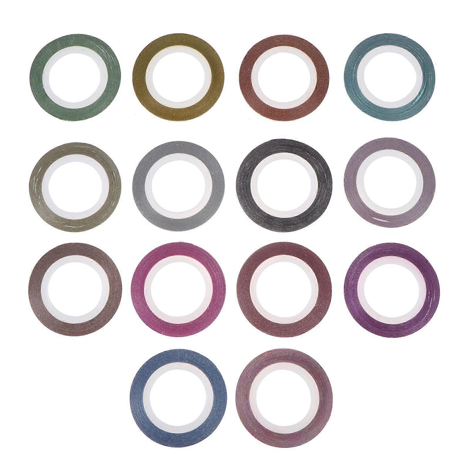 14ロール1mm光沢のあるネイルアートラインネイルステッカーテープネイルデカールセットマニキュアDIYツール女性女性用(14色)