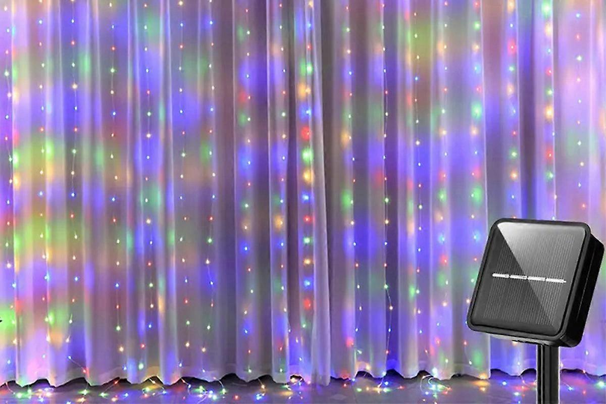 Solar Lights Fairy Curtain Lights Christmas Hanging String Lights for Window