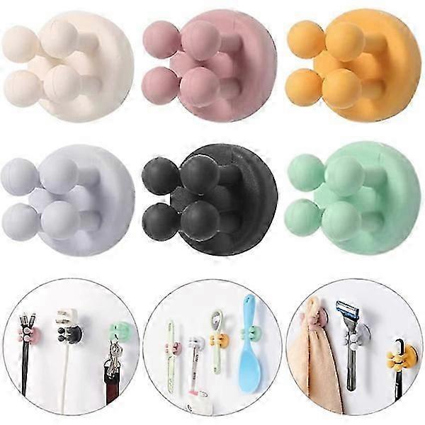 6-Piece Waterproof Multifunctional Toothbrush Holder with Hooks for Bathrooms