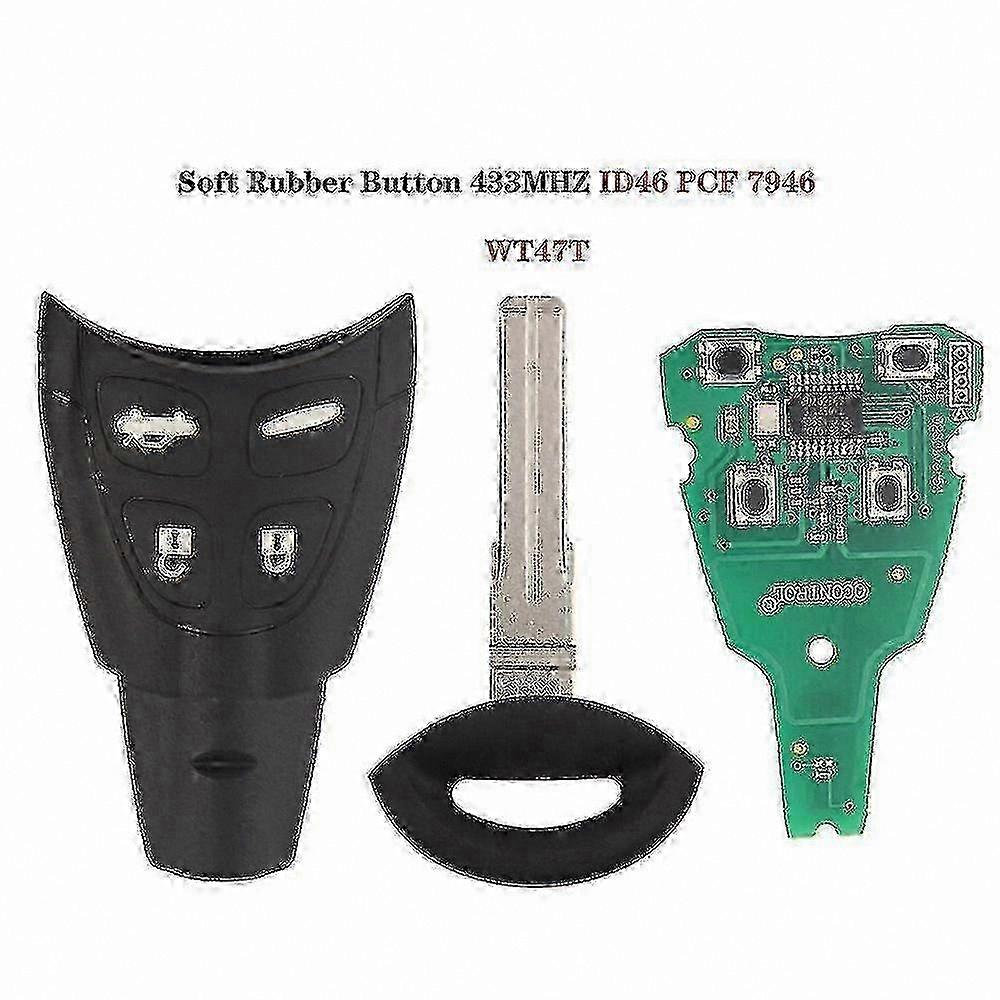 Smart Remote Car Key Fob 434MHz for Saab 9-3 9-5 2003-2010 with ID46 Chip Rubber Case