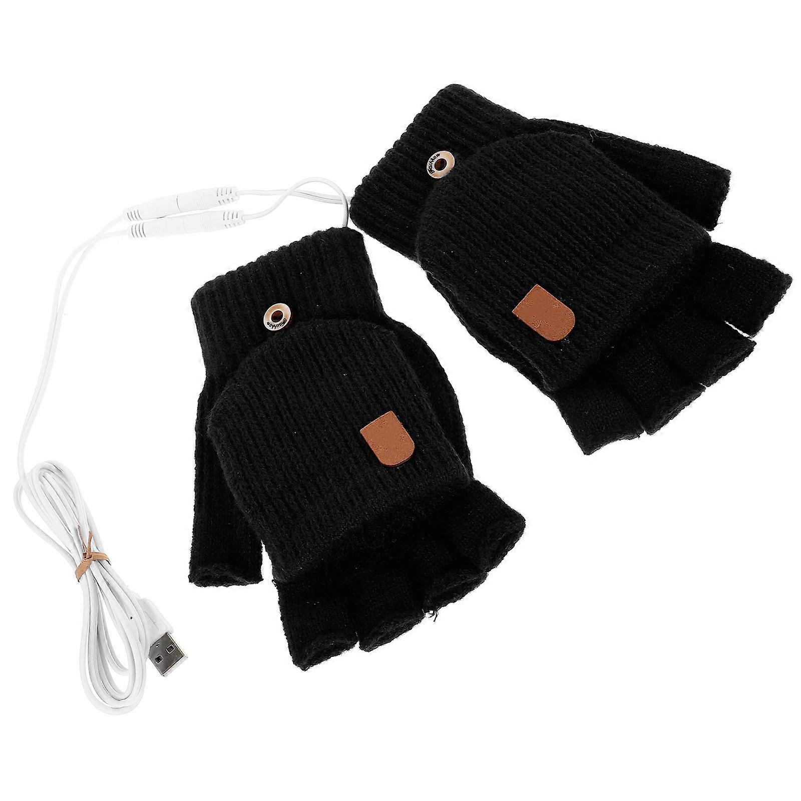 USB Heated Gloves Fingerless for Women 3Pairs Plush Warm Gloves for Winter Use