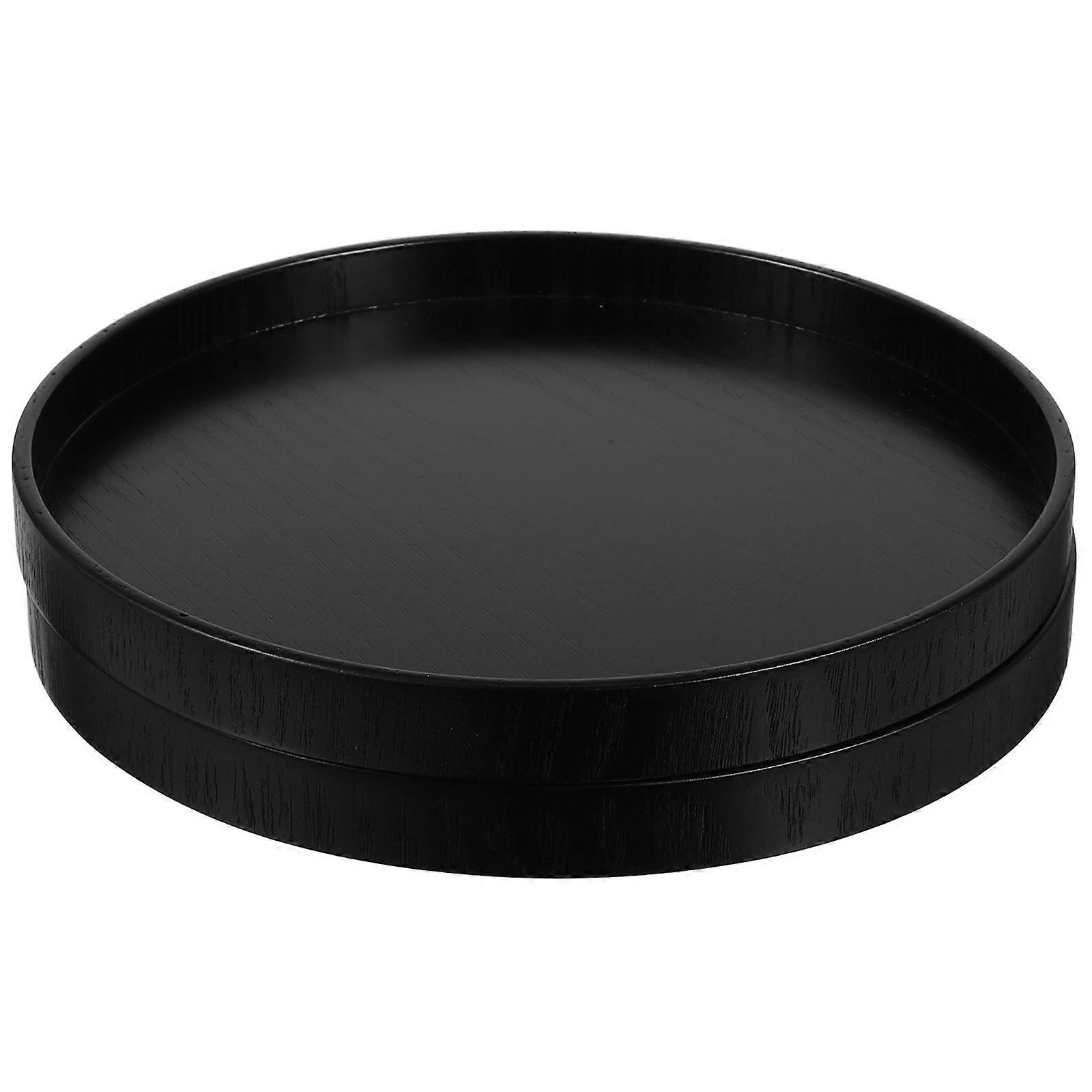 6Pcs Black Wood Round Tray Decorative Serving Tray for Home Use