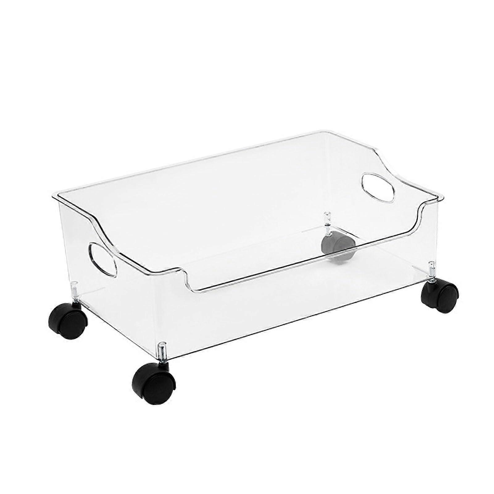 Book Organizer with Wheels Portable Rolling Book Box For Standing Magazine Storage Wheeled Bookcase