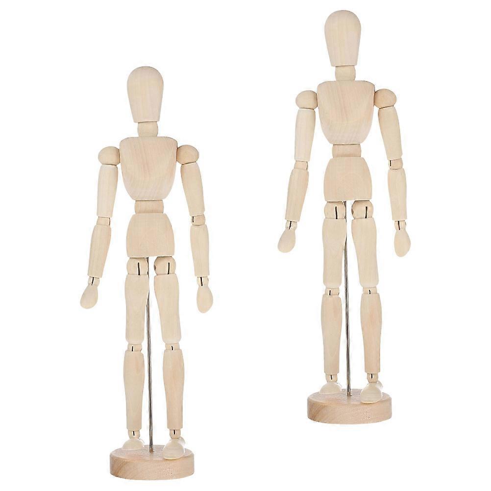 Movable Joint Puppet Humanoid Decoration Gift Giving 4 Pcs Unfinished Wood Art Creation