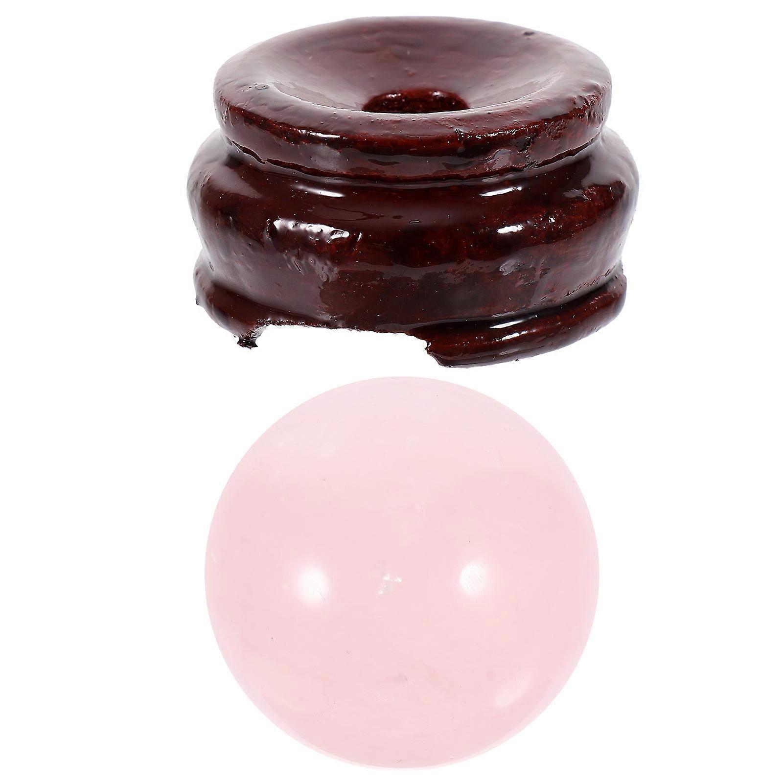 Pink Crystal Ball with Base Decor for Decoration 1Pcs