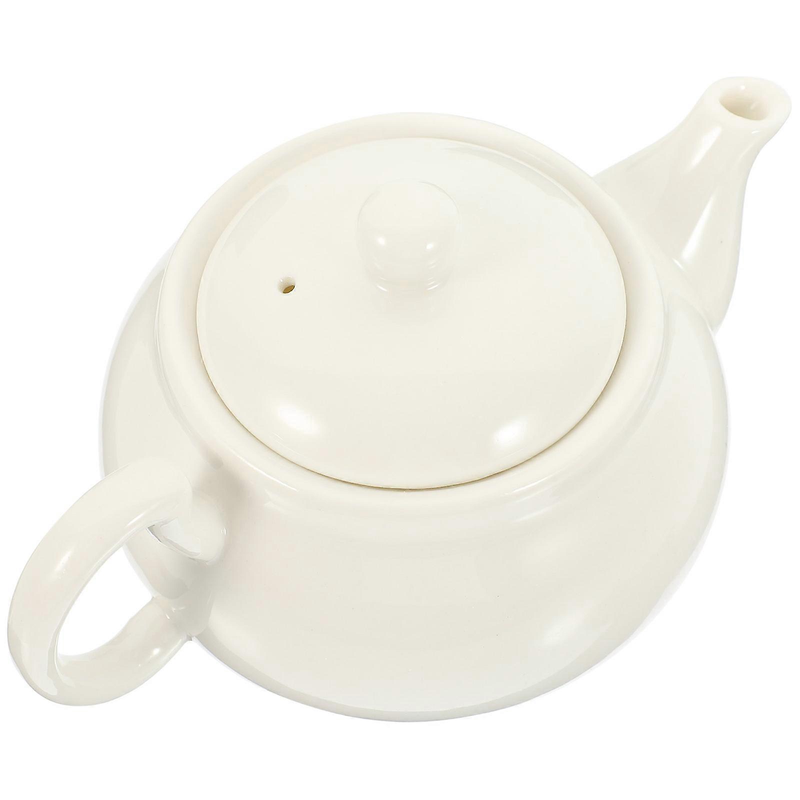 Ceramic Tea Pot White Kung Fu Tea Pot Tearoom Travel Use Simple Shape 1Set