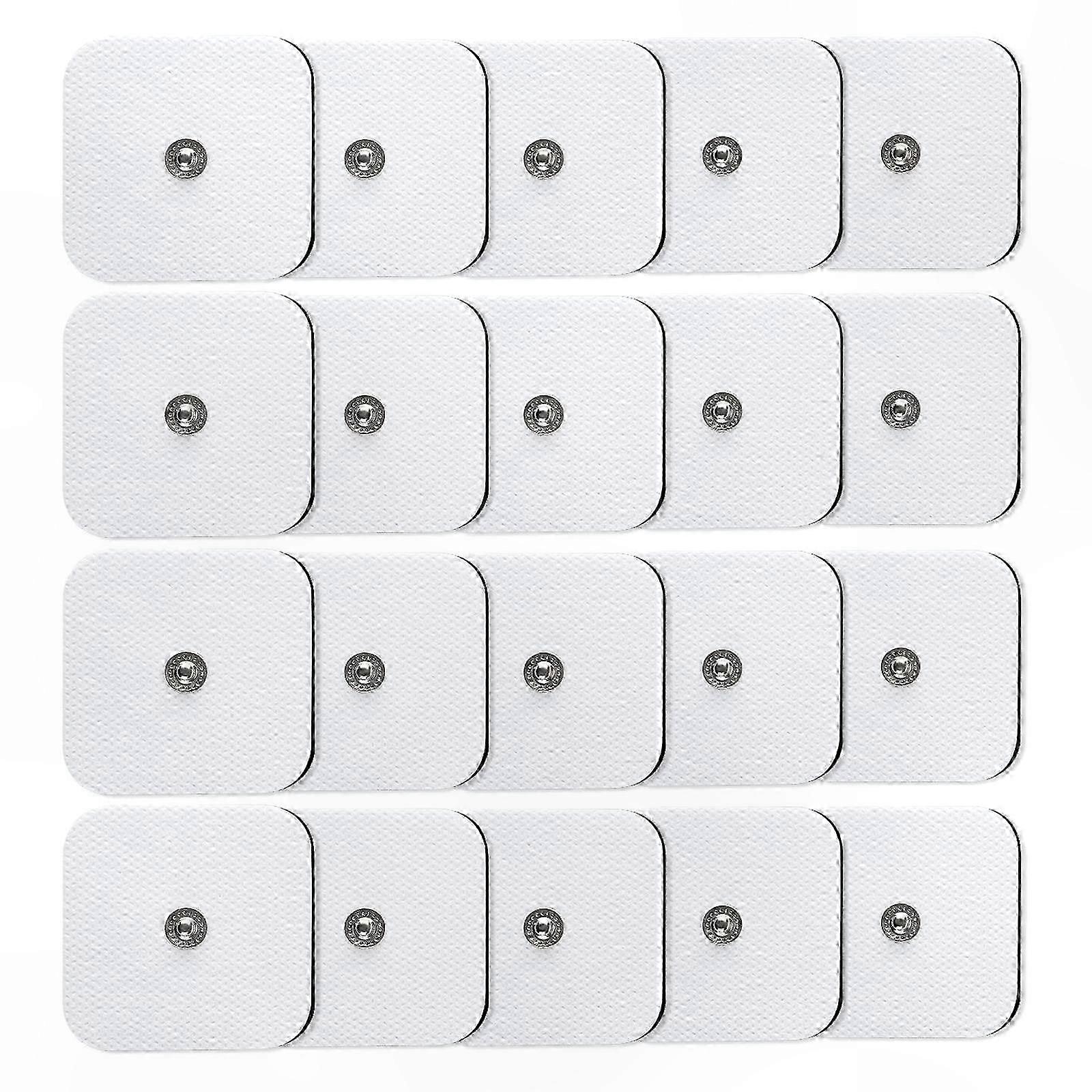 TENS Machine Electrode Pads, 20 Reusable Self-Adhesive Pads with 3.5mm Snap-On Connection for Muscle Stimulation and Pain Relief