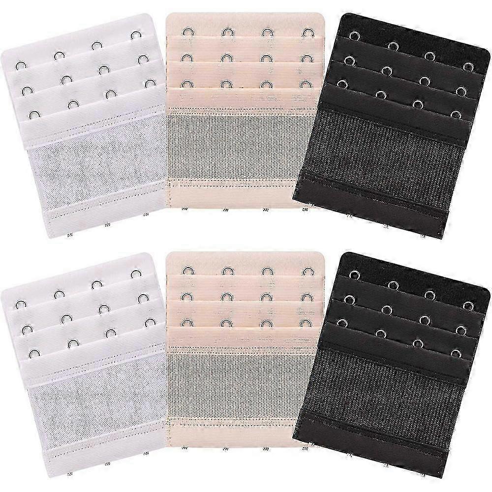 2025 HJyang 6 Pieces Women's Soft Comfortable Extenders Bra Strap 4 Hook 3 Row TSG