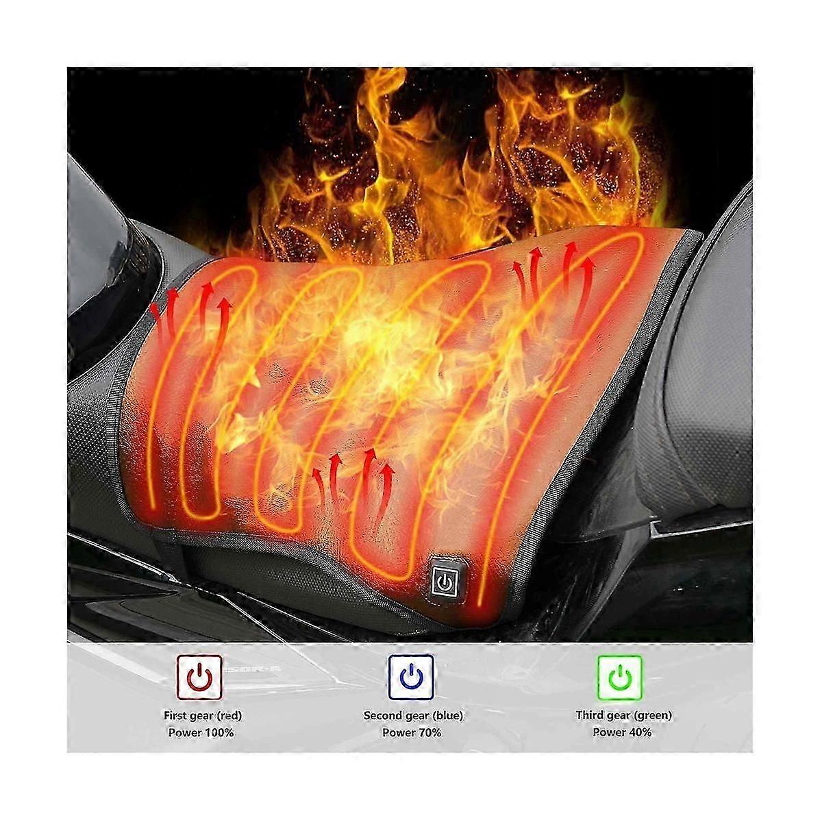 Motorcycle Heated Seat Cushion Electric Heated Seat Pad for Motorcycle, Snowmobile, and ATV with Un