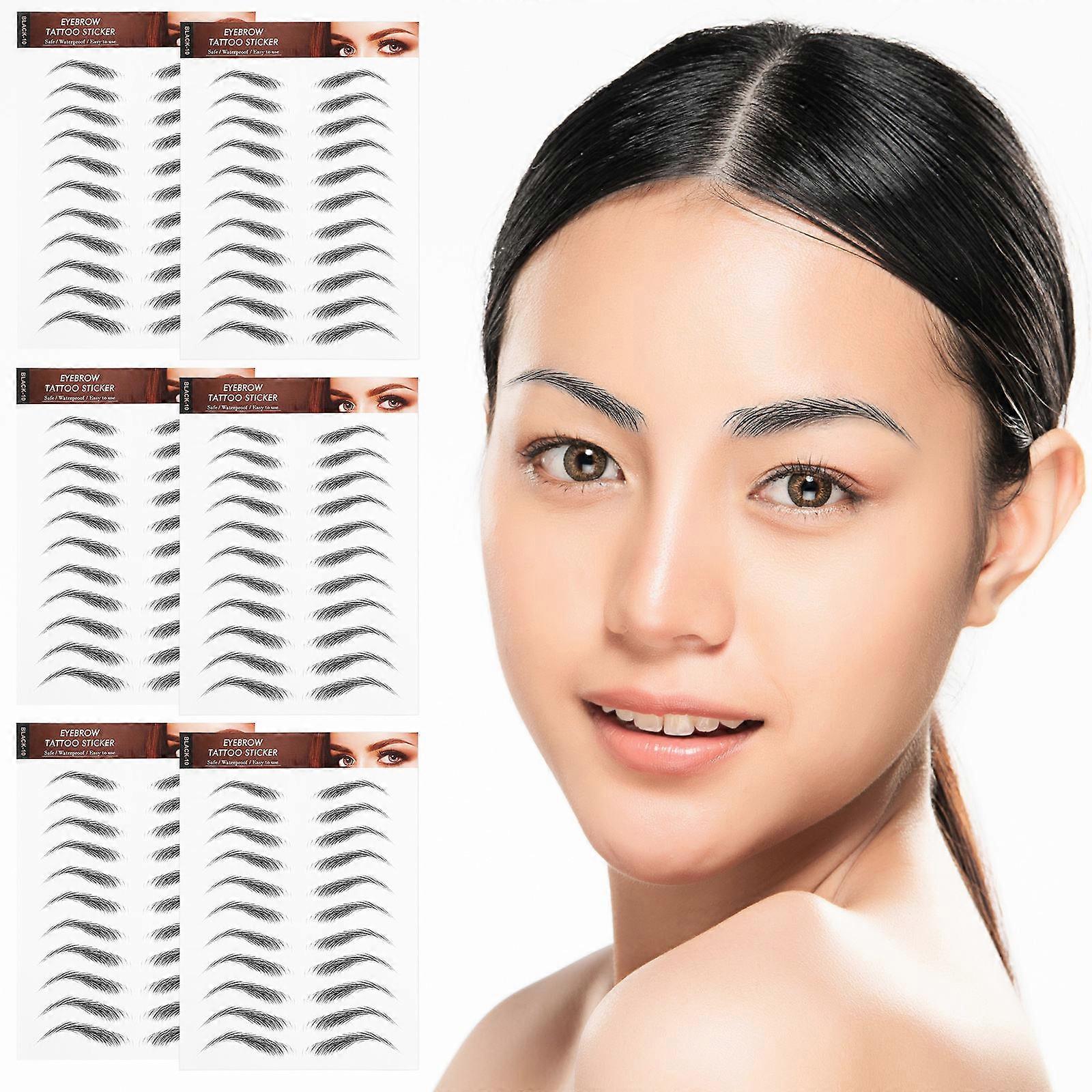 Brow Mapping Stickers Eyebrow Sticker Waterproof Realistic Appearance Black 21.00X14.80X0.10CM 6 Sheets