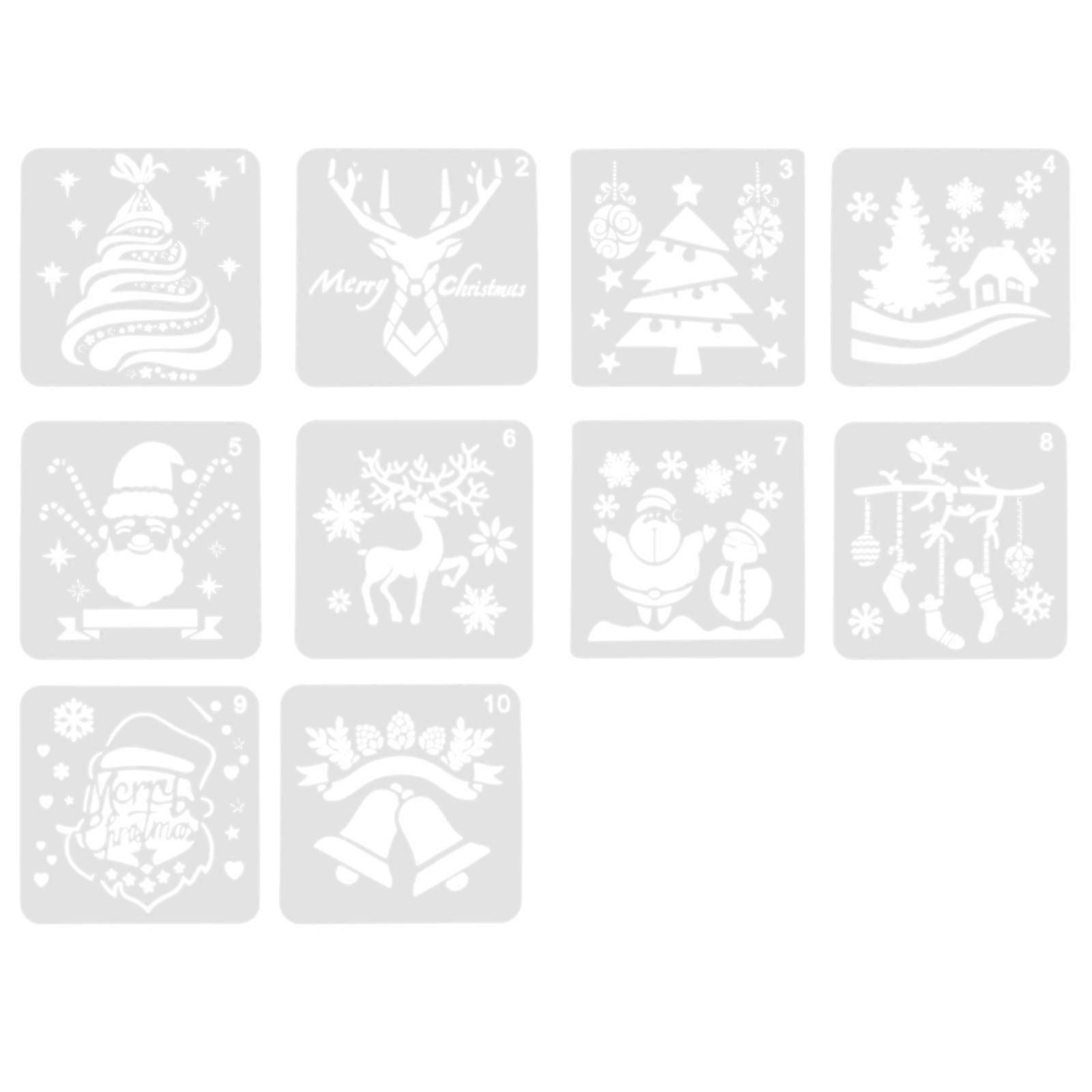 10Pcs Christmas Themed Templates Square Drawing Plates Pattern Tracing Perfect For Gift Giving Children 0.02X13X13CM