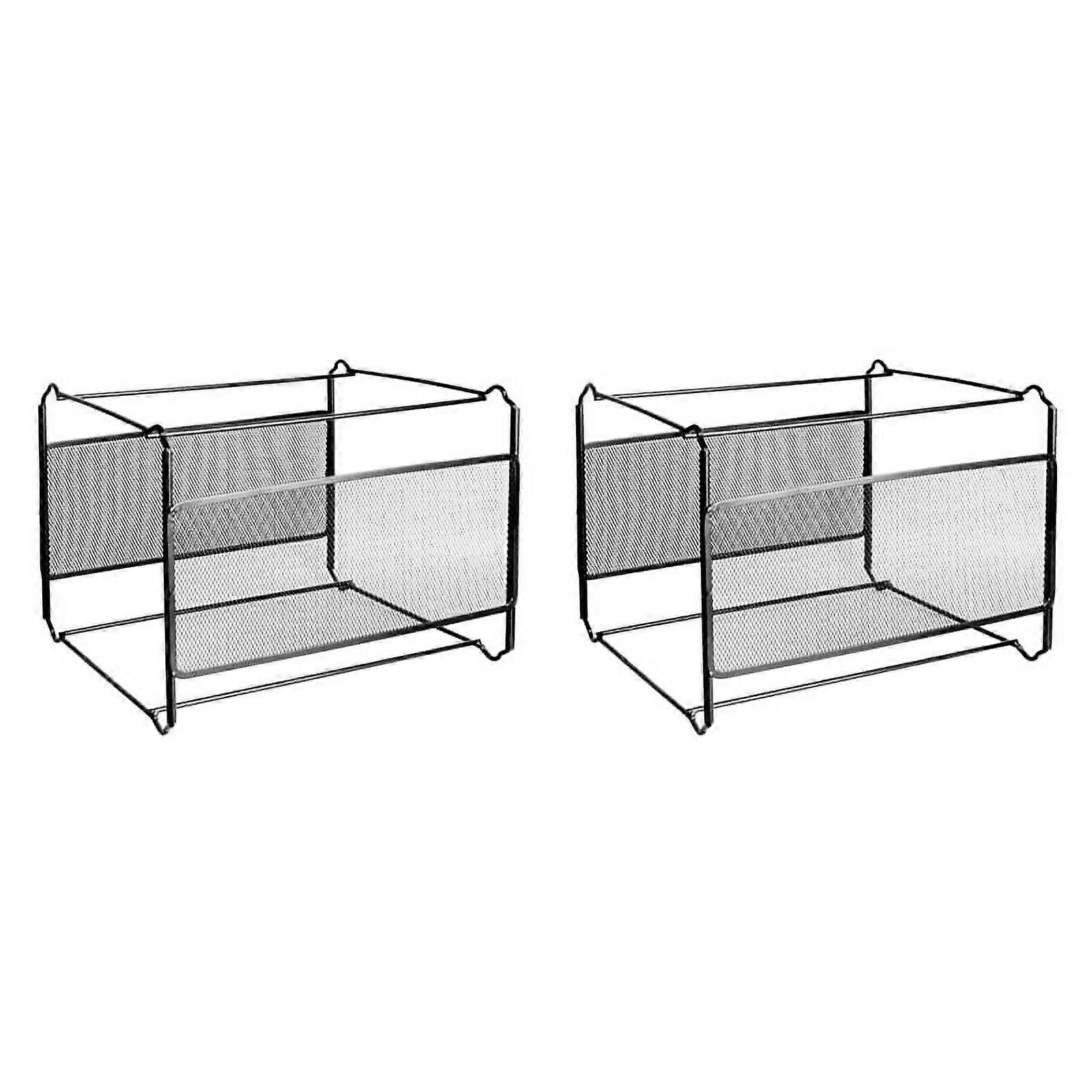 2X A4 Mesh Metal File Organizer Box Hanging File Folder Box Desk Storage Holder Shelf Holder Storage for Office Home
