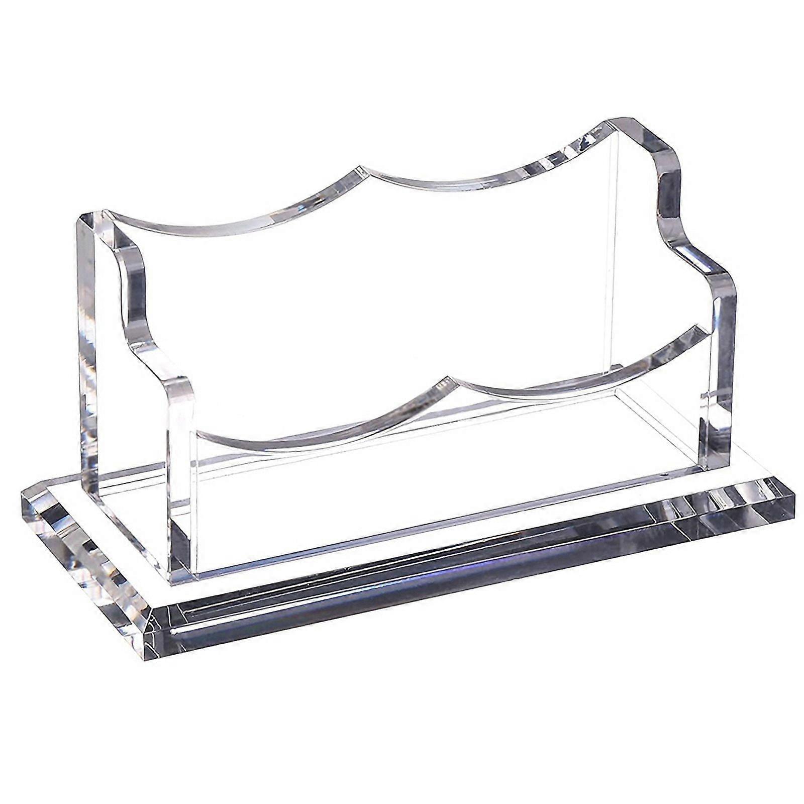 Clear Horizontal Business Card Holder Stand for Desk, Acrylic Desktop Display Name Cards Holders Organizer Storage Rack