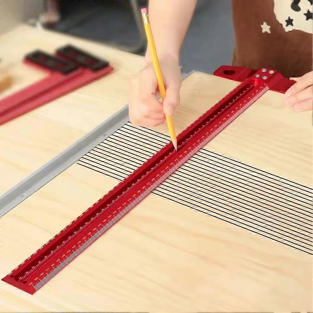 Precision Marking T-Ruler Aluminum Alloy Woodworking Scribe Marking Ruler Deluxe Crossed-Out Scribin