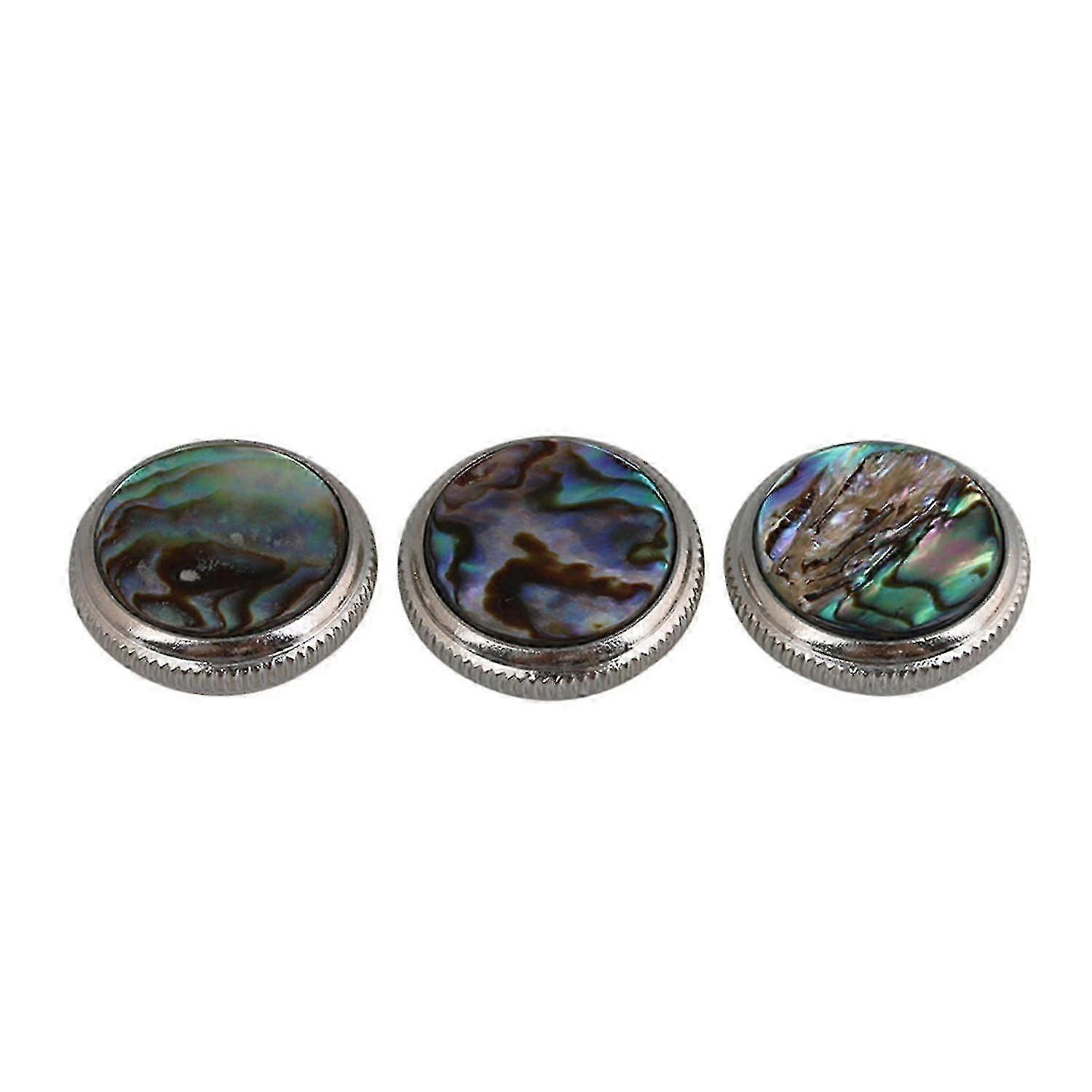 3 Pieces Chrome Plated Abalone Shell Trumpet Valve Key Finger Buttons