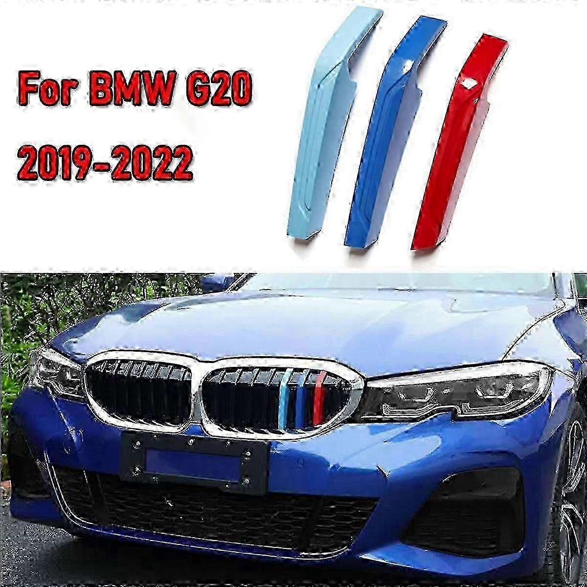 1set 3pcs M/DE Color ABS Car Grille Insert Trims Stripe Compatible with BMW 3 Series G20 2020-2022