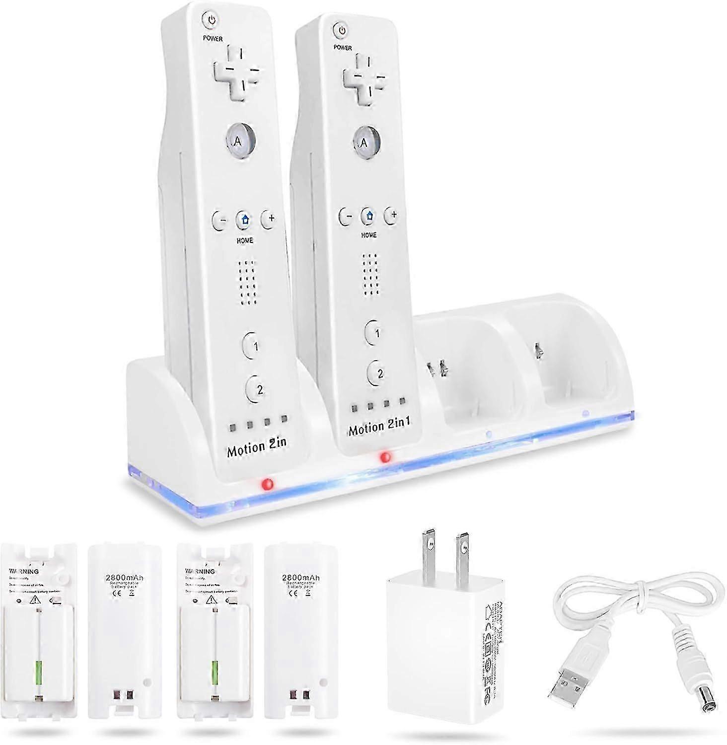 2025 Newest 4 in 1 Wii & Wii U Remote Control Charging Station with 4