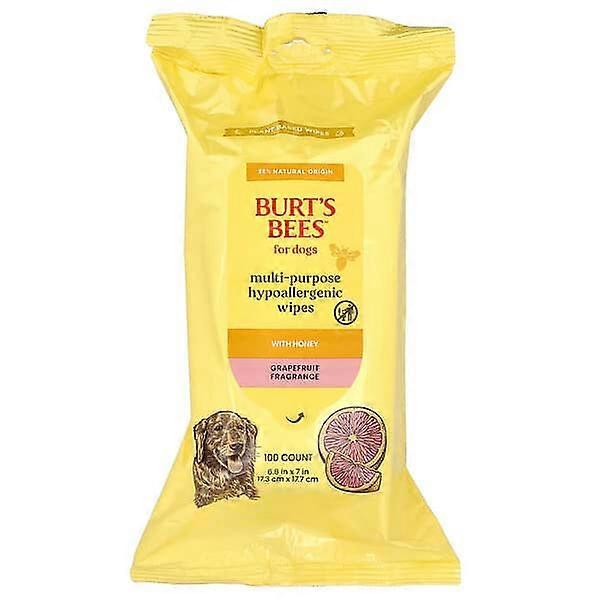 Burt's Bees, Multi-Purpose Hypoallergenic Wipes with Honey, For Dogs, Grapefruit, 100 Count