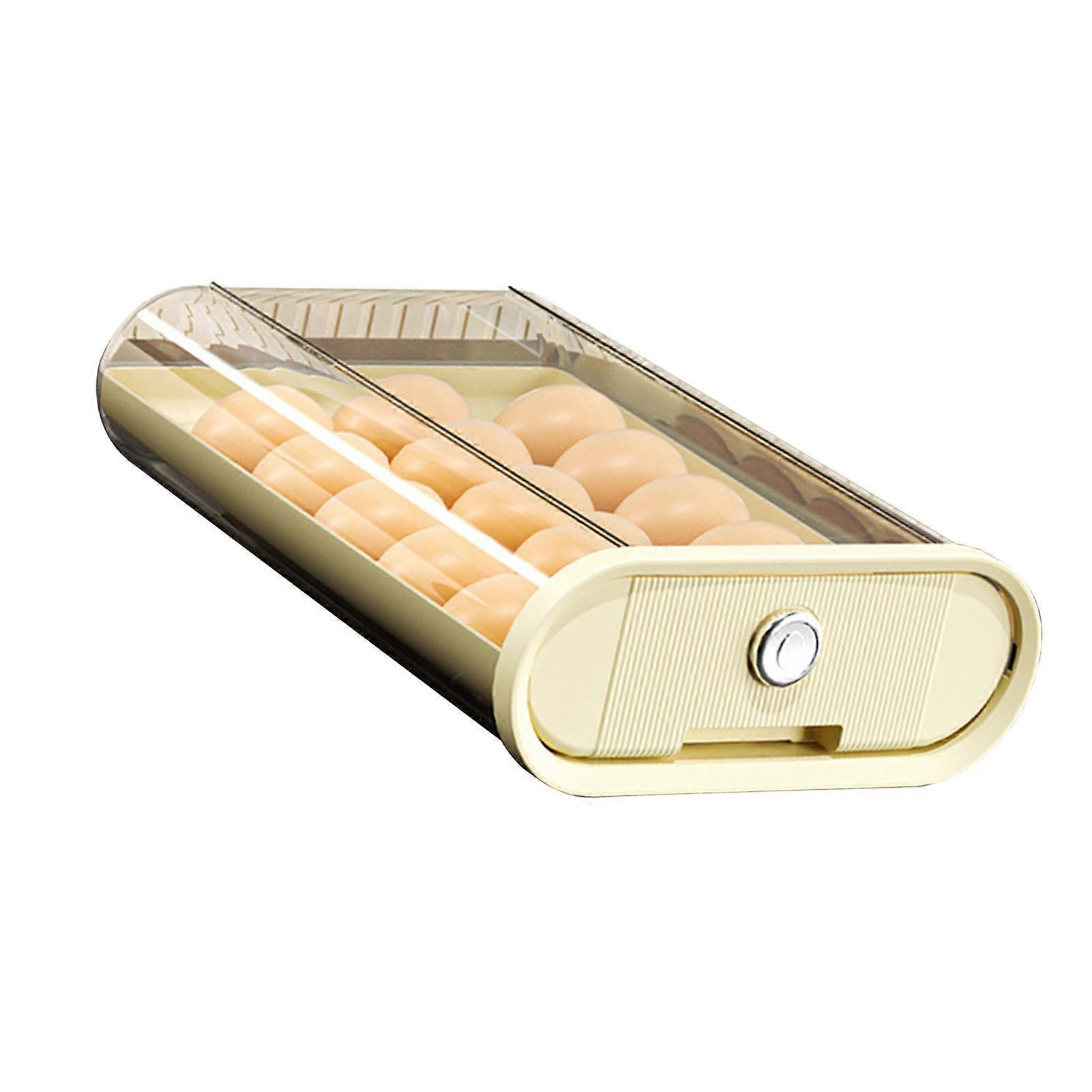 Drawer Type Plastic Egg Tray Storage Box for Refrigerator - Cream