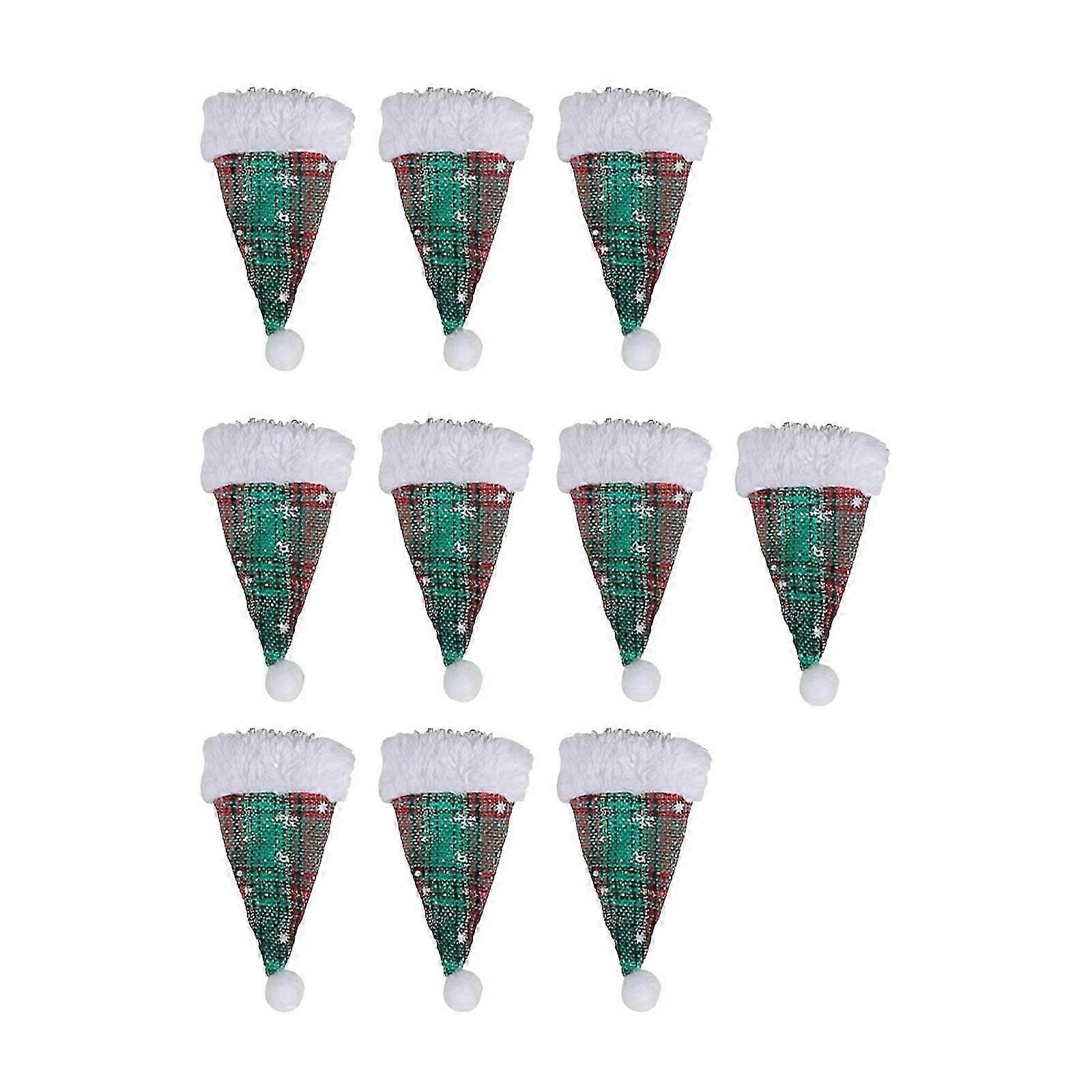 Christmas Sequin And Fork Set Mini Christmas Hat And Fork Decoration Desktop Christmas Ornaments10PC