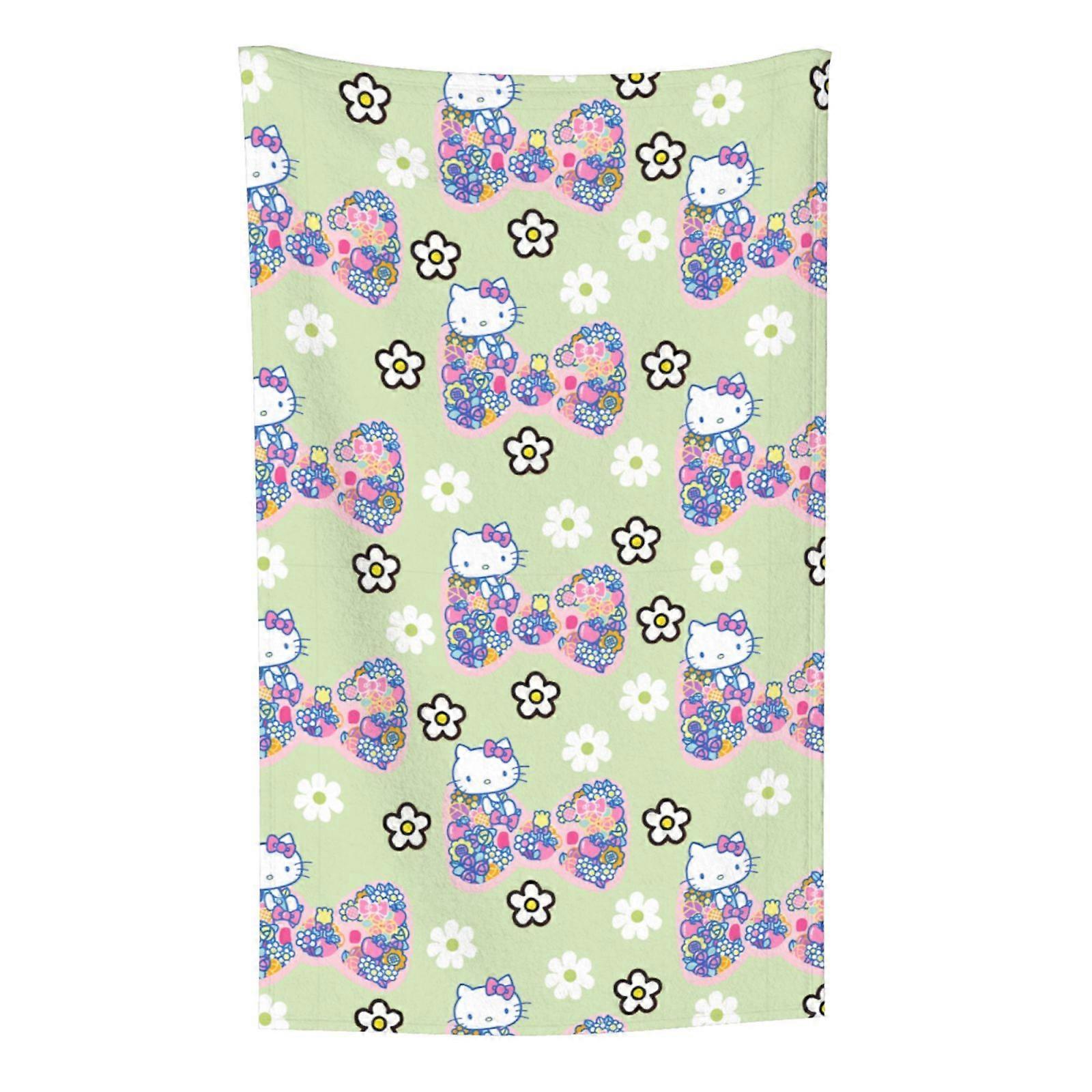 Hello Kitty Pattern Lightweight Soft Flannel Blanket Suitable for Cat Lovers Sofa Living Room Comfortable Plush Blanket 30x50in (Vertical)