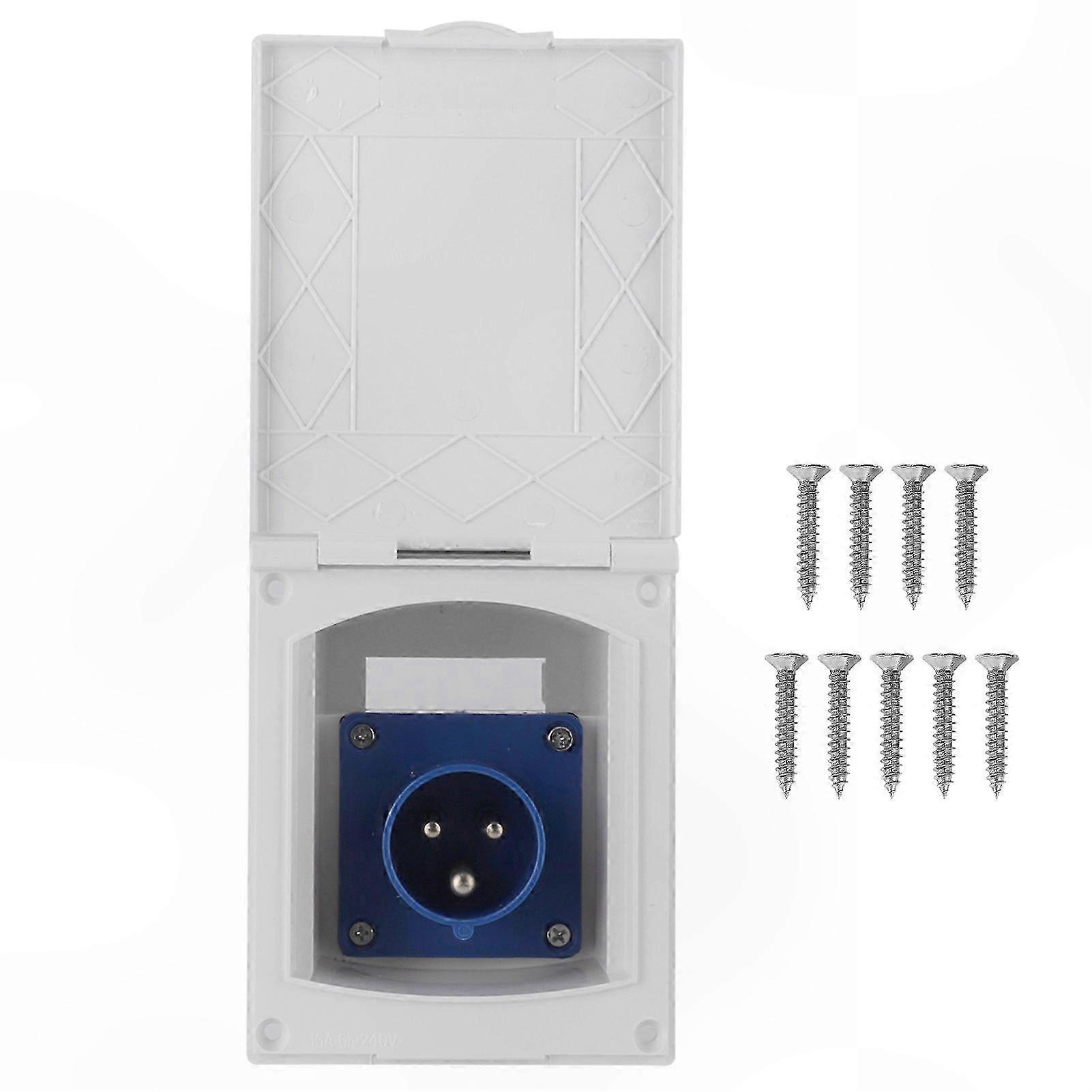 Waterproof 16A 220V-240V External Power Outlet with 3-Pin Flush Female Socket for RV, Motorhome, and Trailer Use