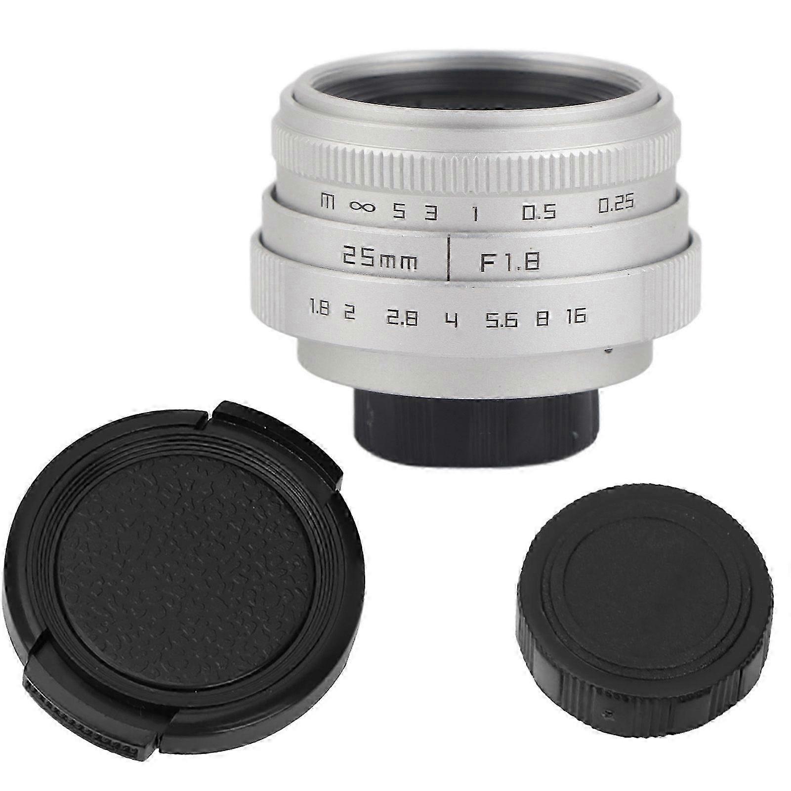 25mm F1.8 Mini CCTV C Mount Wide Angle Lens for Nikon Mirrorless Camera (silver)